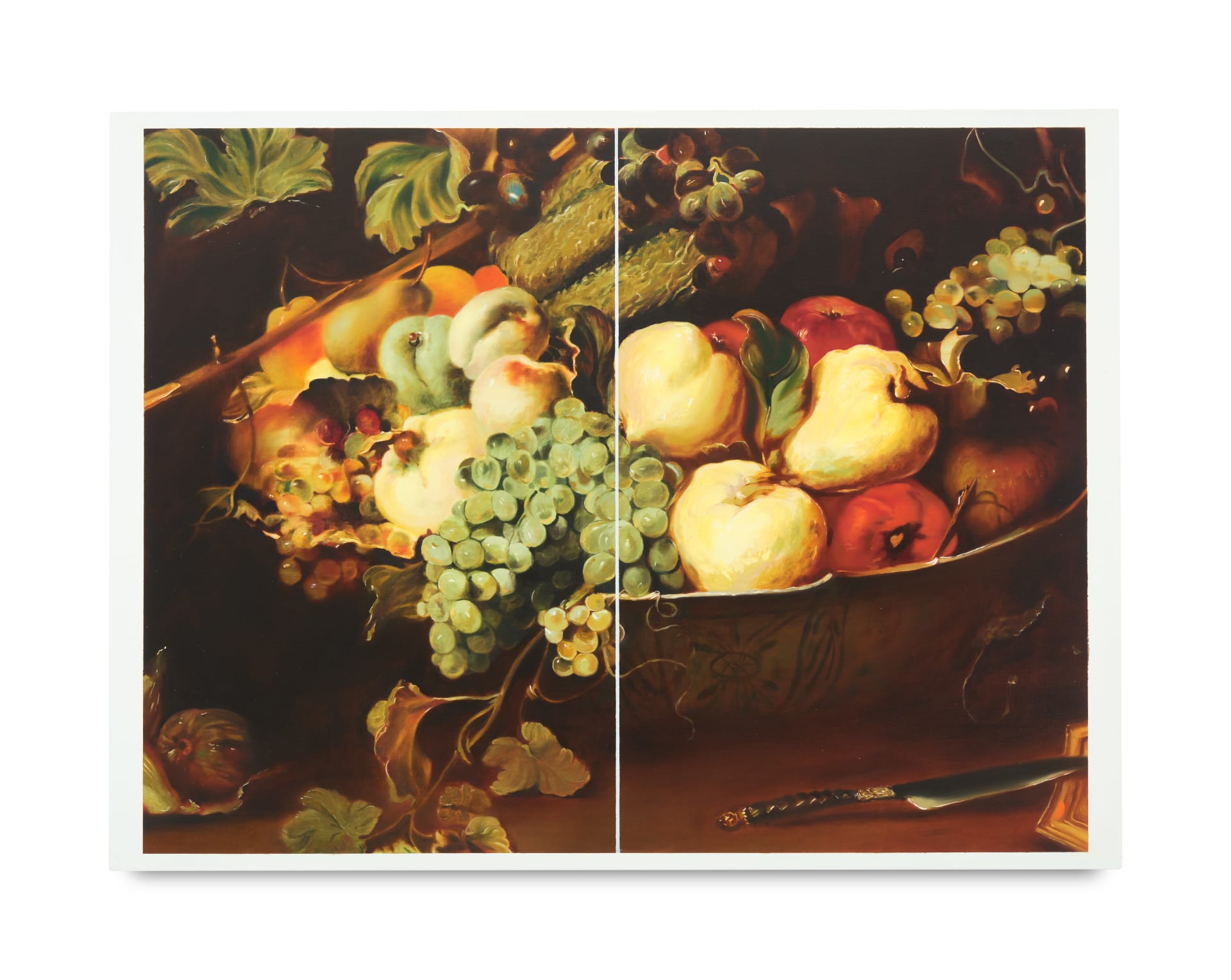Oil on linen diptych of still-life fruit by Robin Megannity