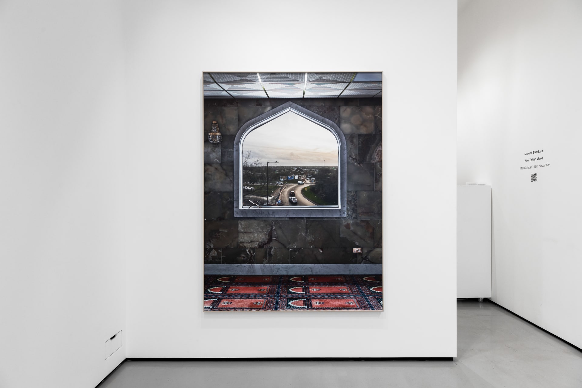 Installation views of Marwan Bassiouni's exhibition 'New British Views' at Workplace in London. 