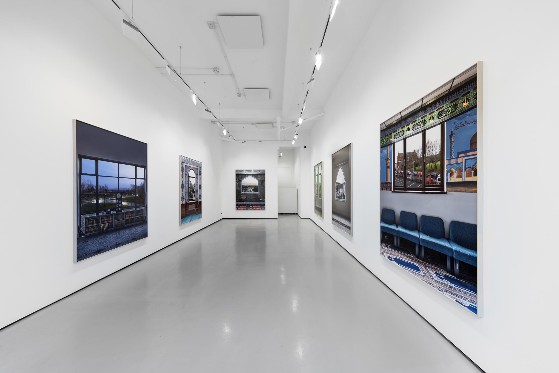 Installation views of Marwan Bassiouni's exhibition 'New British Views' at Workplace in London. 