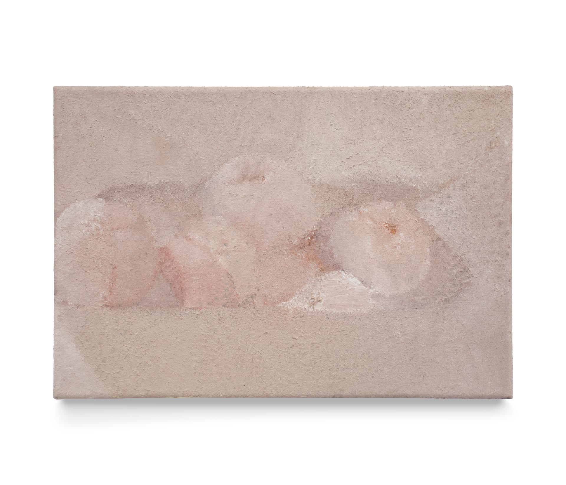 A blurred impasto monochromatic painting of a bowl of fruit by Marta Ravasi