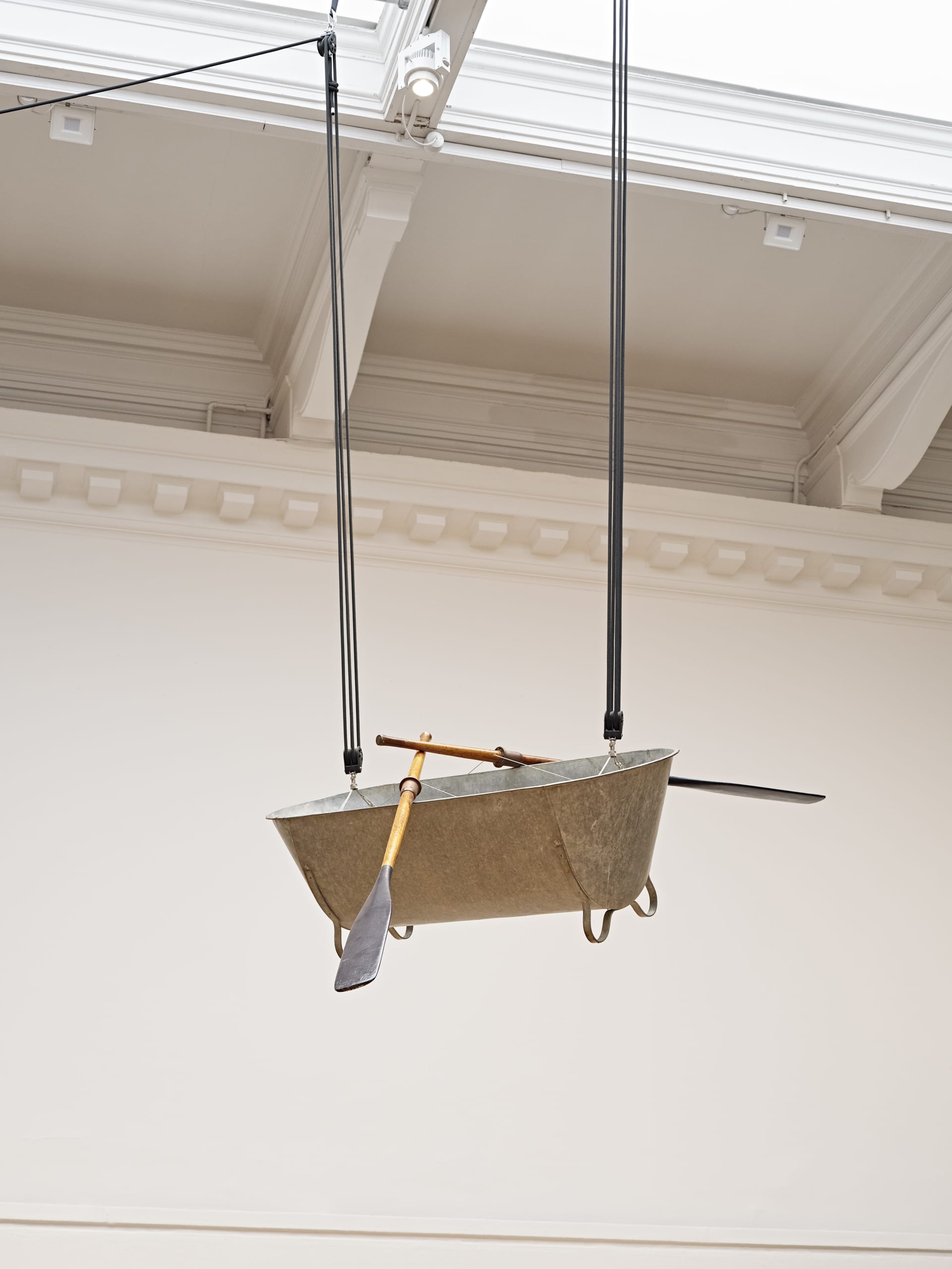 Installation views of Simeon Barclay's solo exhibition 'In the Name of the Father' at South London Gallery in September 2022