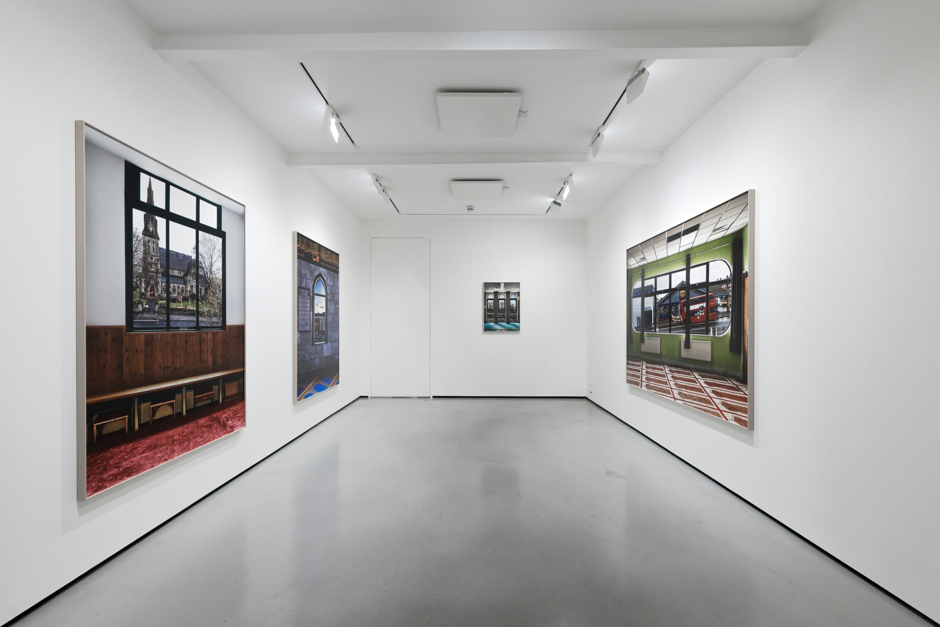 Installation views of Marwan Bassiouni's exhibition 'New British Views' at Workplace in London. 