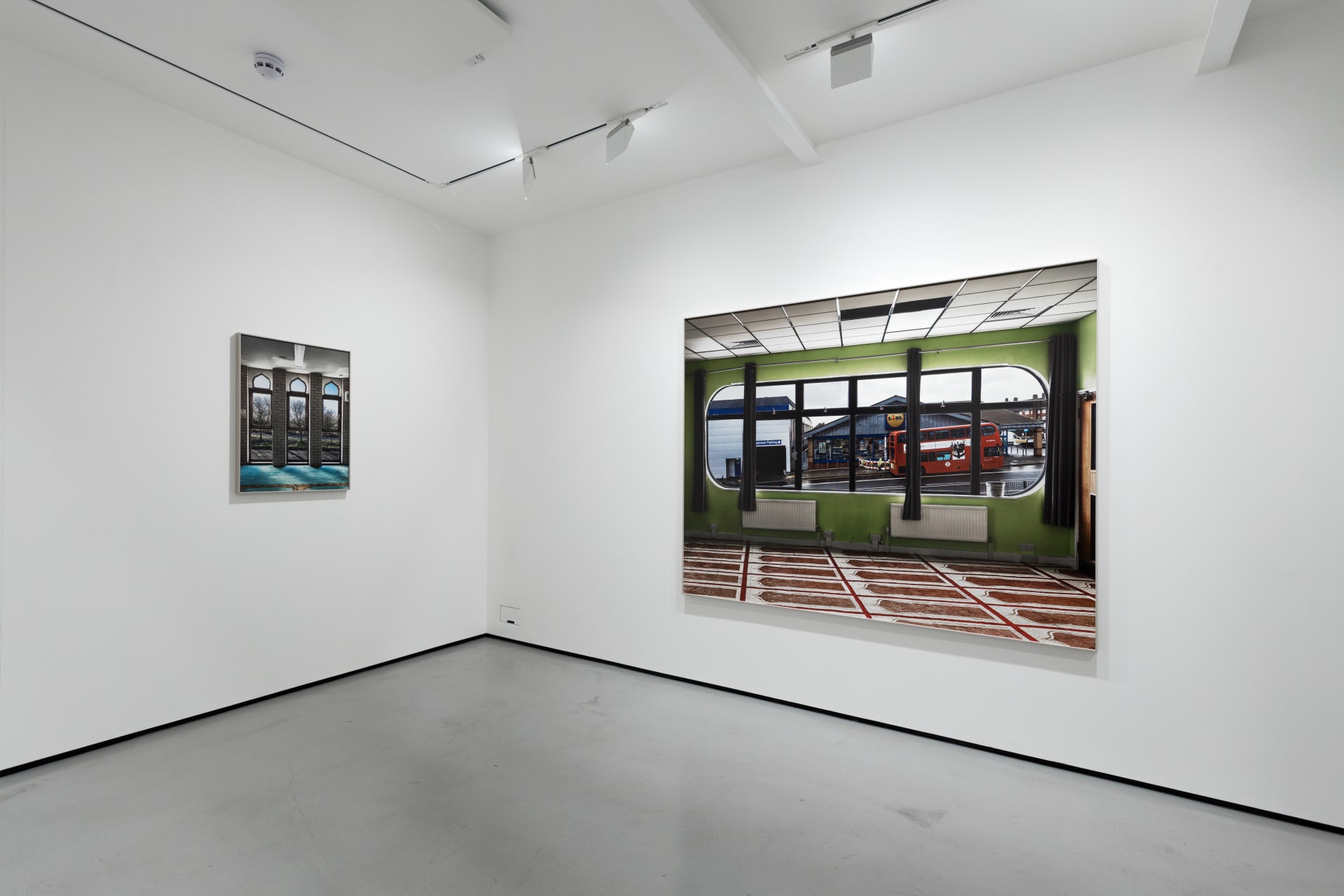 Installation views of Marwan Bassiouni's exhibition 'New British Views' at Workplace in London. 