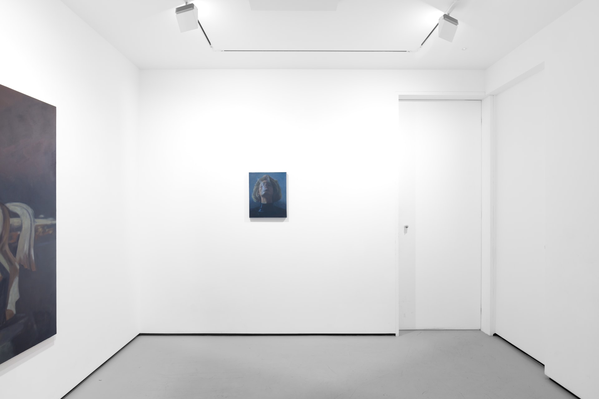 Instalation view of Wang Pei's paintings oin a white walled gallery space