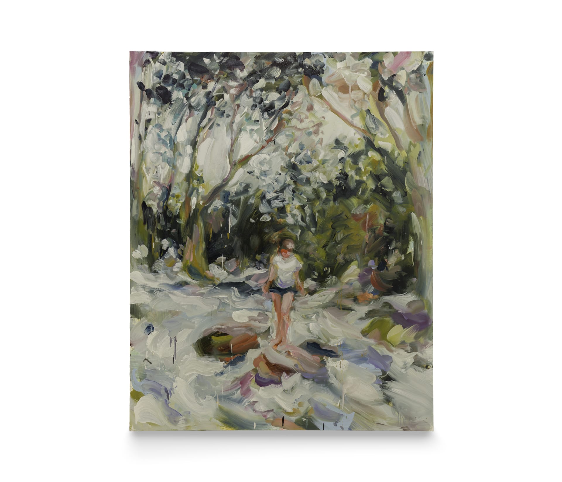 Painting of a woman in a woodland by Laura Lancaster
