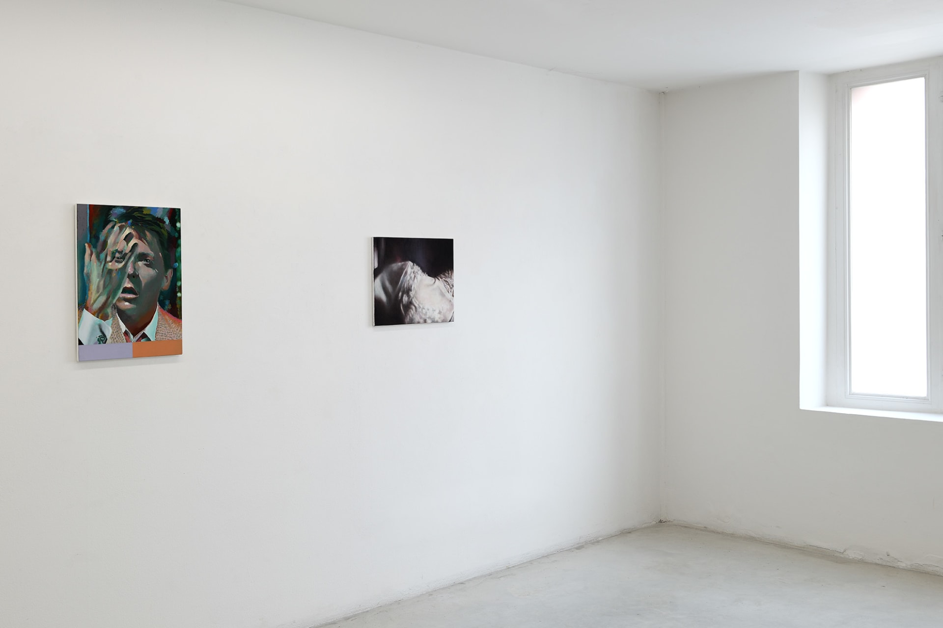 Workplace's booth at Hit! Micro Fair in Verona, Italy with paintings by Katinka Lampe, Laura Lancaster, Rachel Lancaster and Robin Megannity.