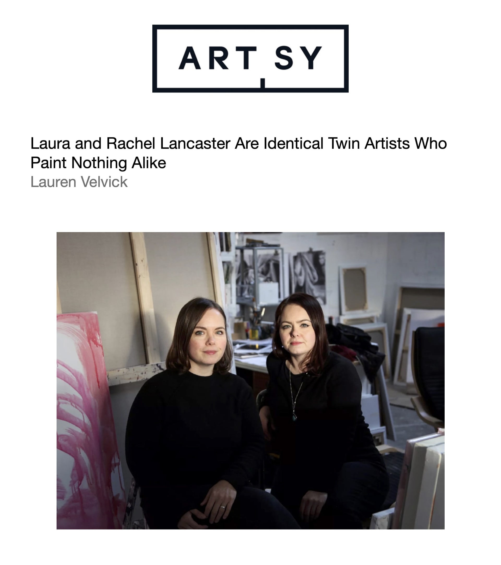 A press clipping including a photo of Laura and Rachel Lancaster