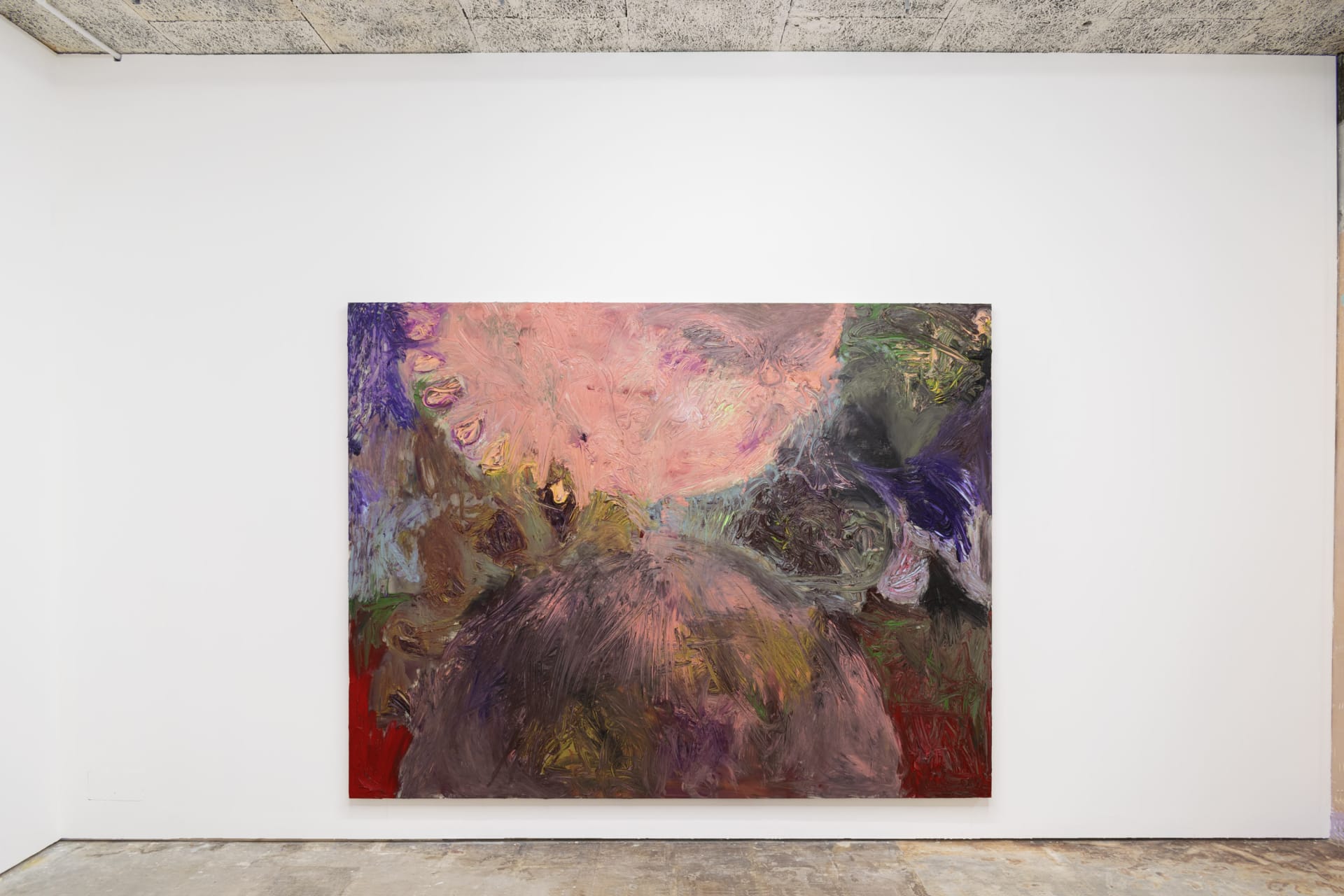 An installation by James Cabaniuk including two large abstract paintings facing one an another