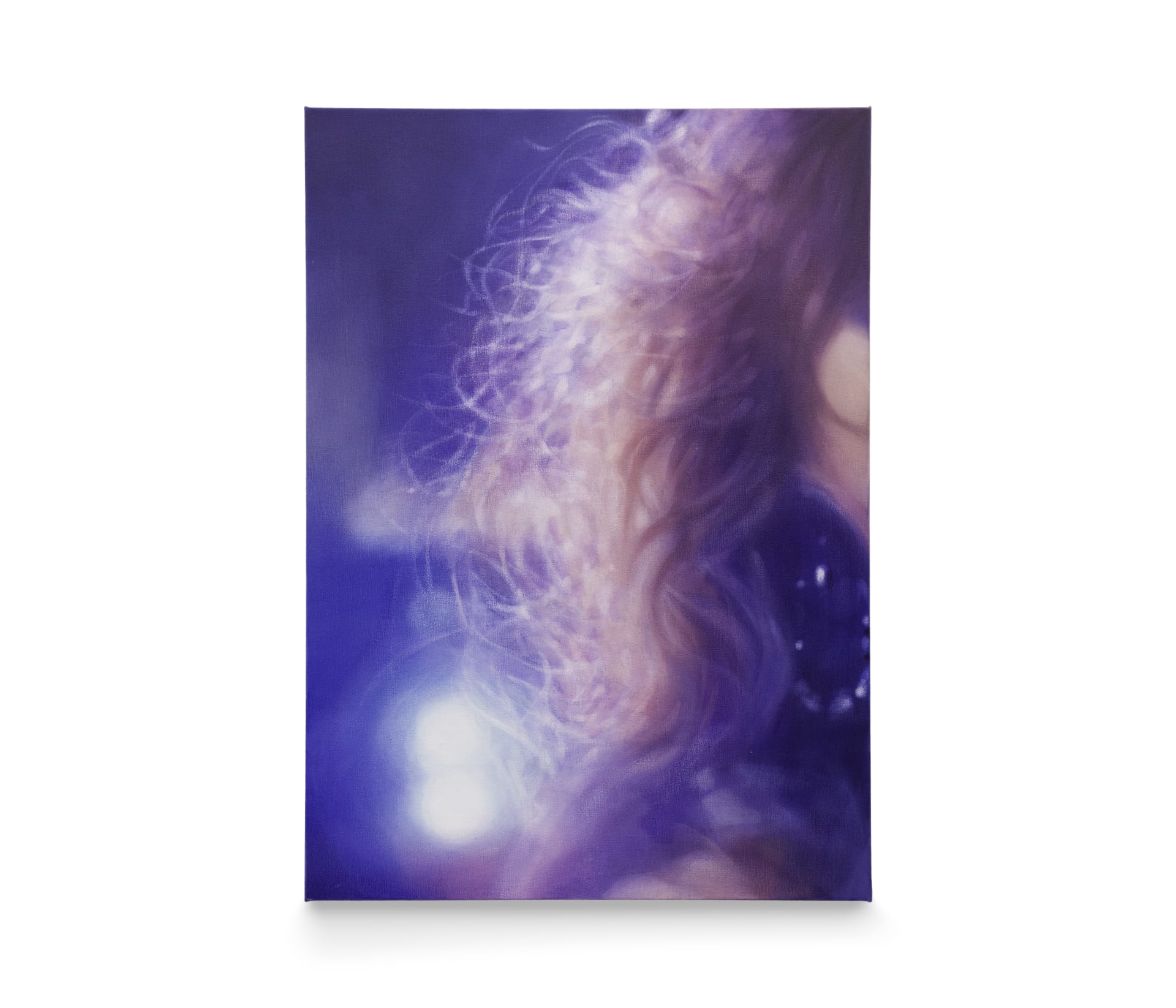 A painting by Rachel Lancaster of a woman with dappled light coming through wispy hair