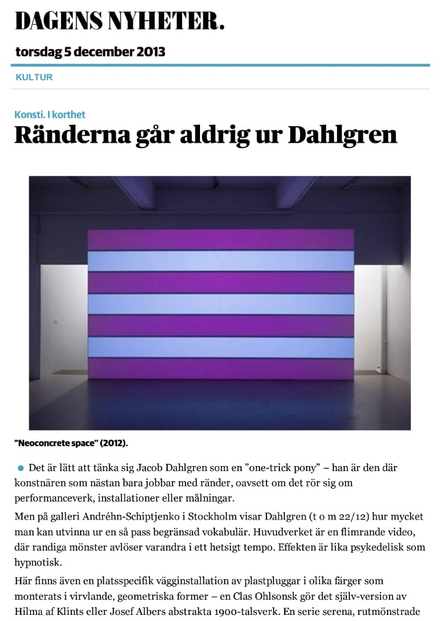 Dagens Nyheter article about Jacob Dahlgren