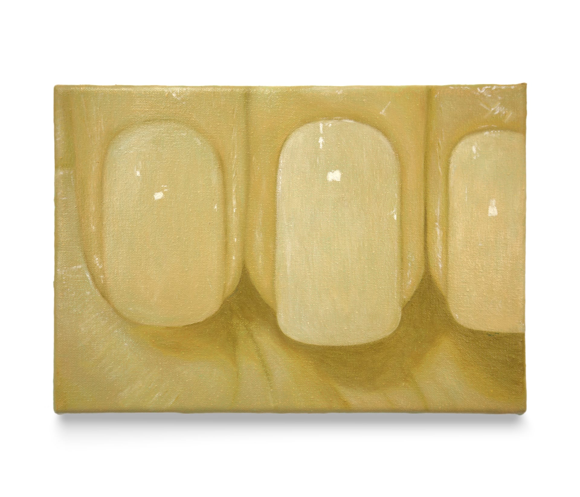 A painting by Xingxin Hu of a close-up of glossy beige nails