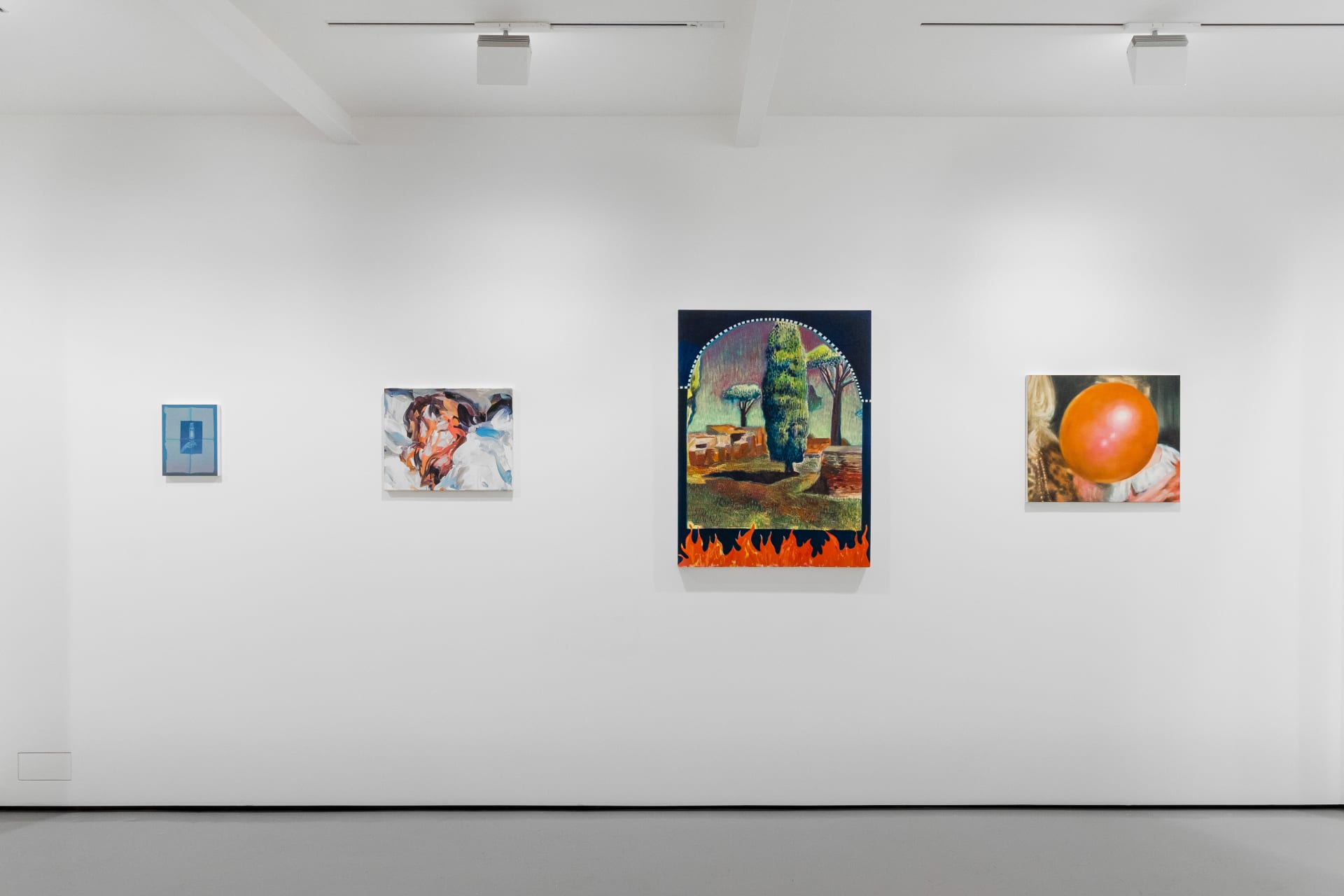 Installation views of 'Kaleidoscope' the inaugural group exhibition at Workplace in 50 Mortimer Street, Fitzrovia, London.