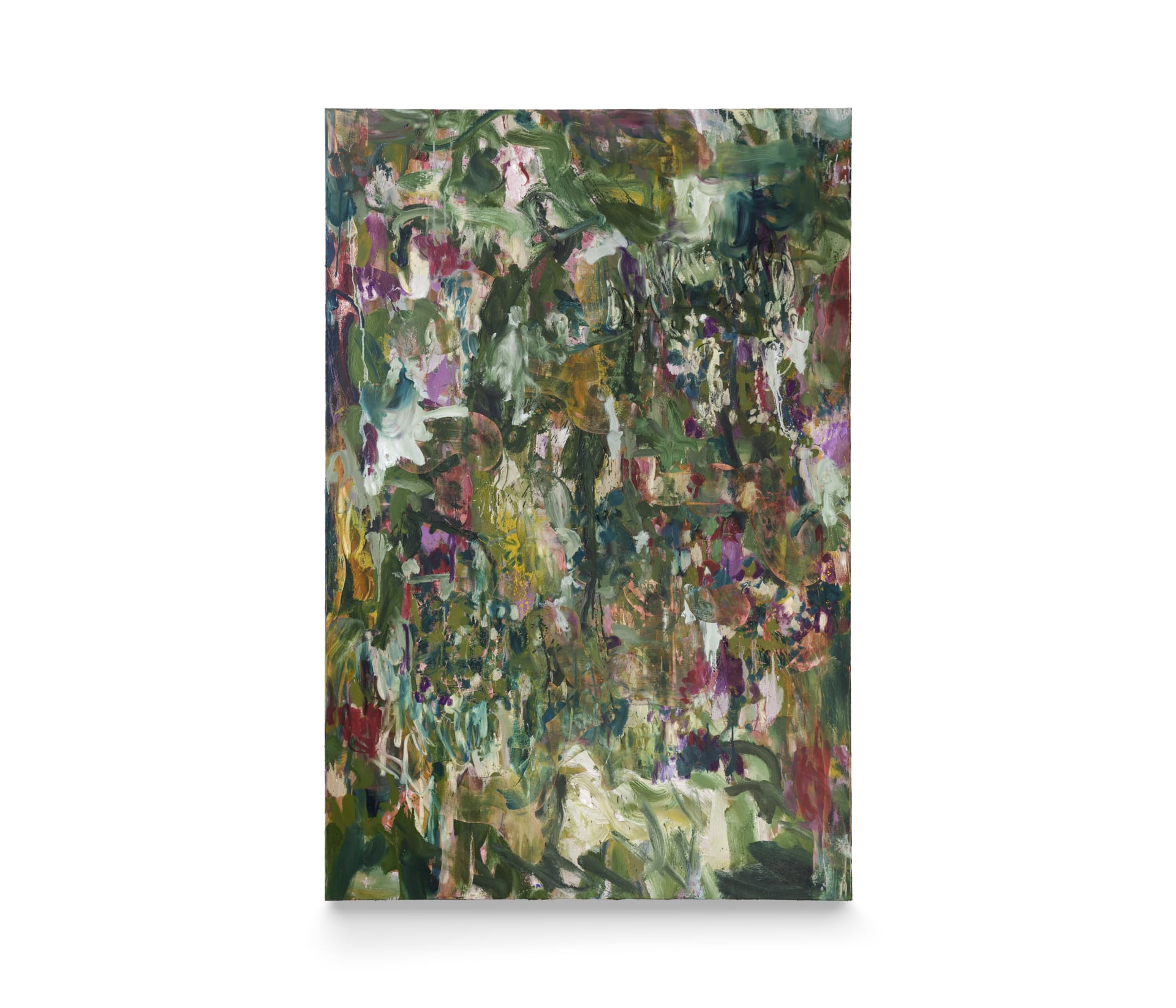 A green gestural abstract painting by Isabella Amram