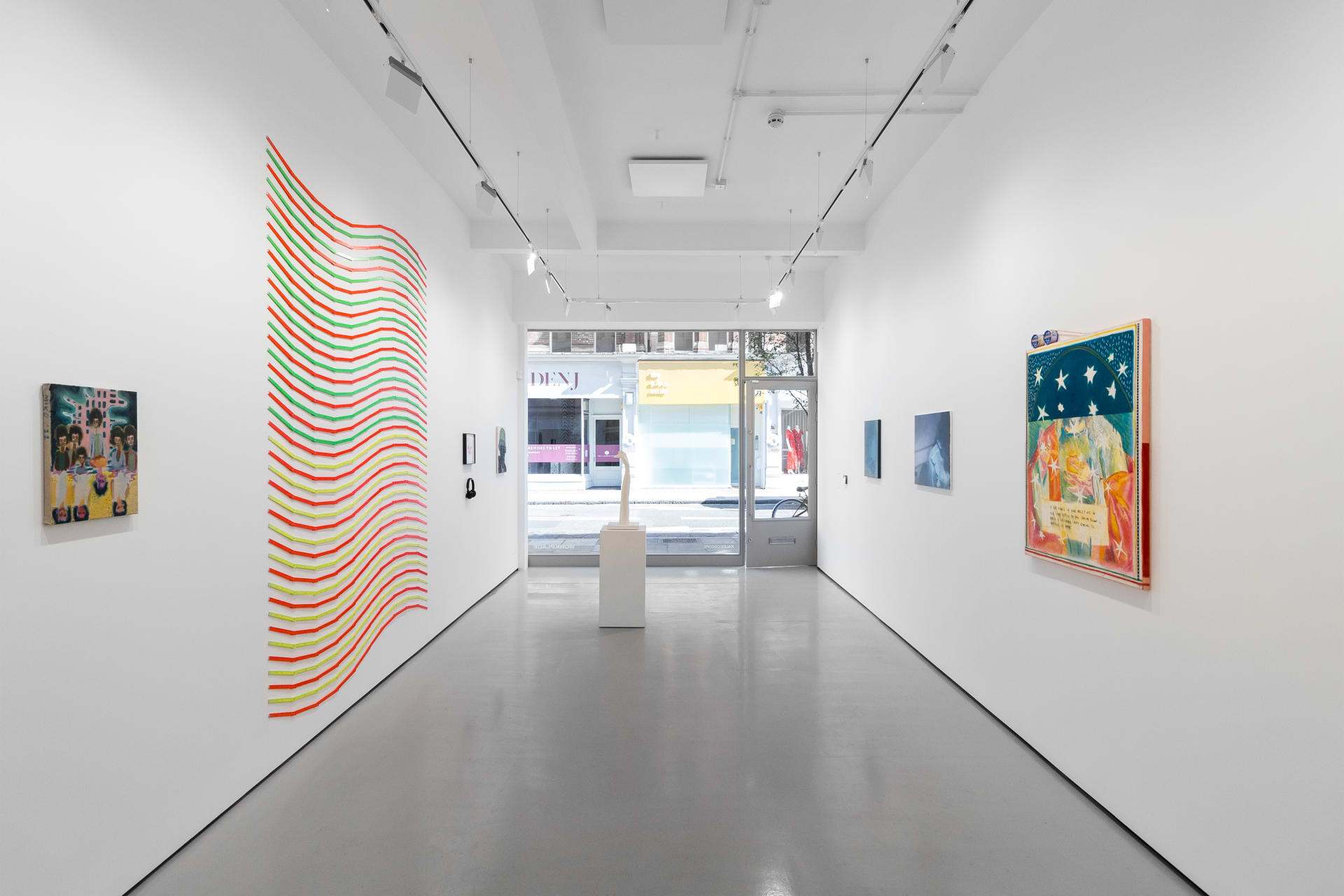 Installation views of 'Kaleidoscope' the inaugural group exhibition at Workplace in 50 Mortimer Street, Fitzrovia, London.