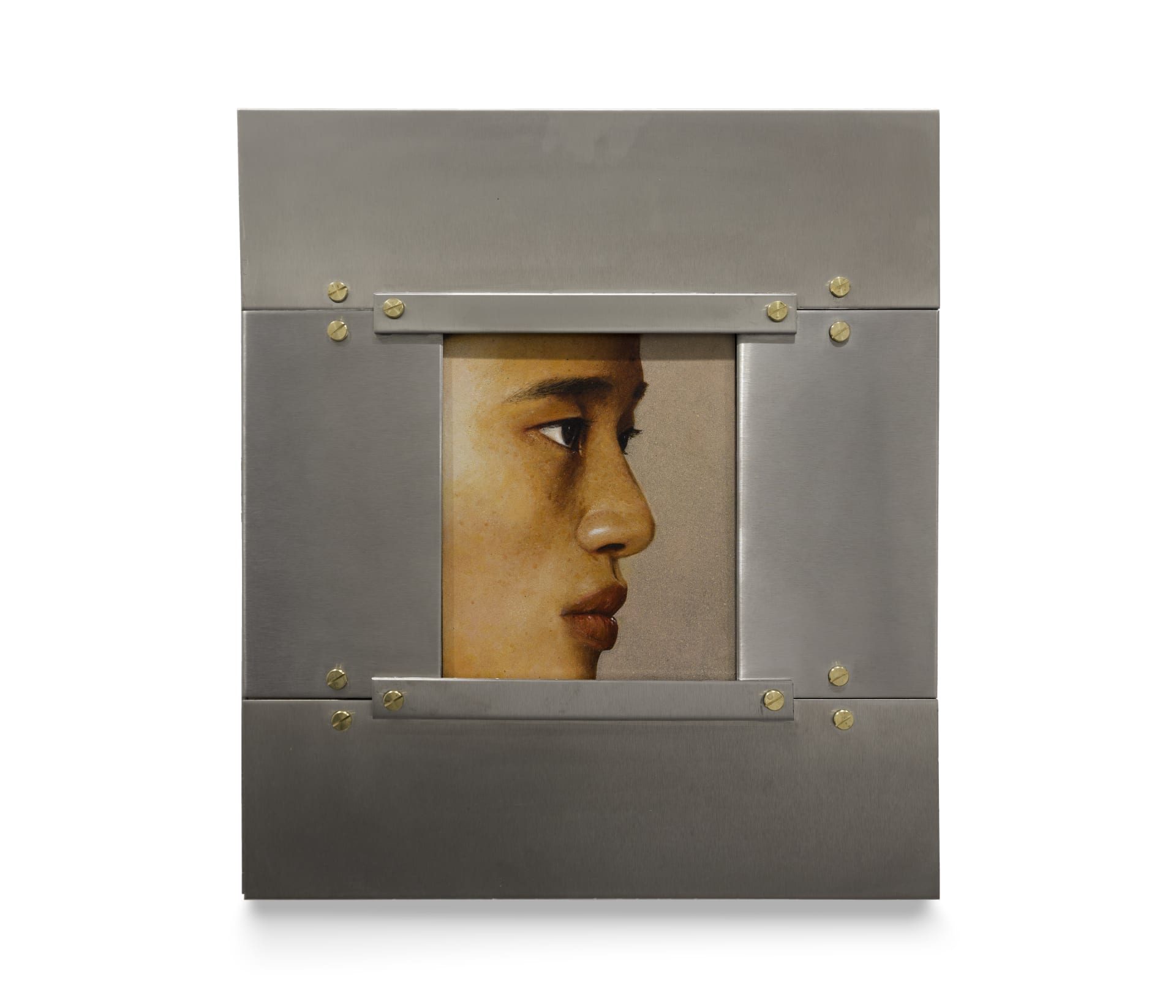 A painting by Ki Yoong of the side profile of a young man's face