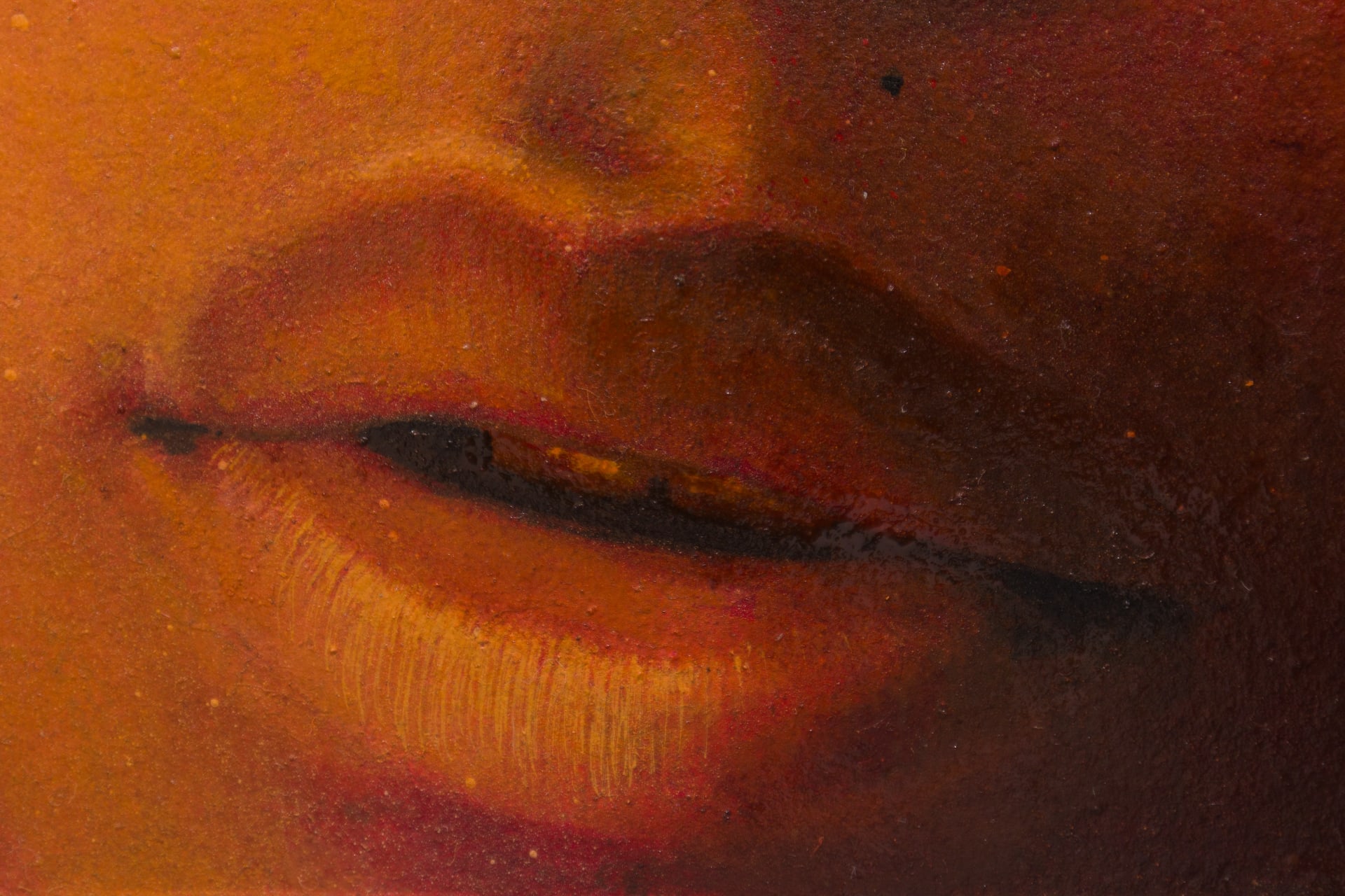 A diptych painting by Ki Yoong of two almost identical portraits of a young woman side by side