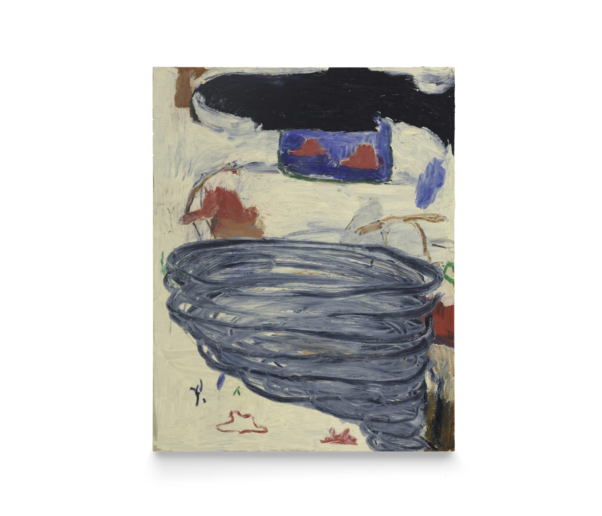 A painting by b chehayeb of a cartoon tornado against a beige background