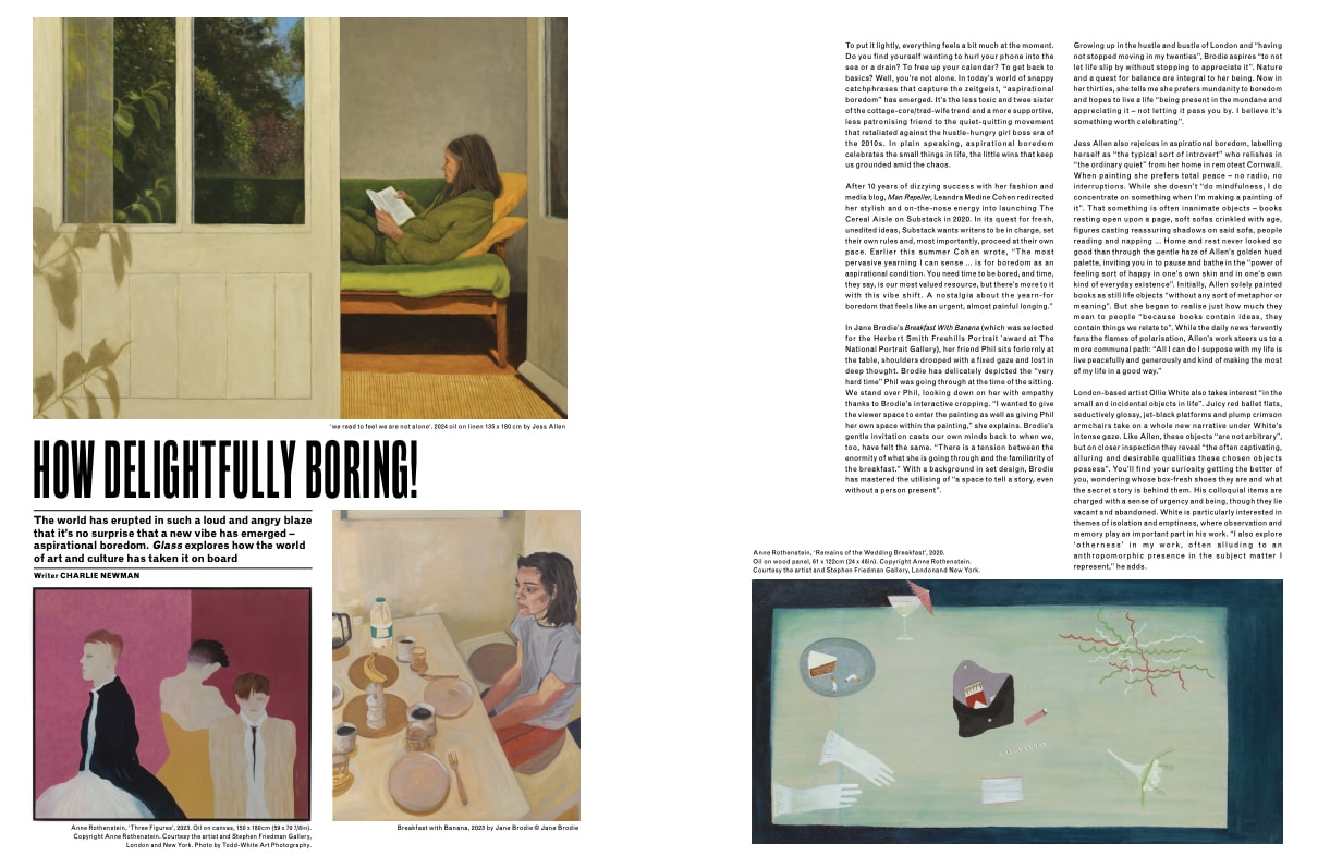 Glass Magazine article titled 'How delightfully boring' front cover