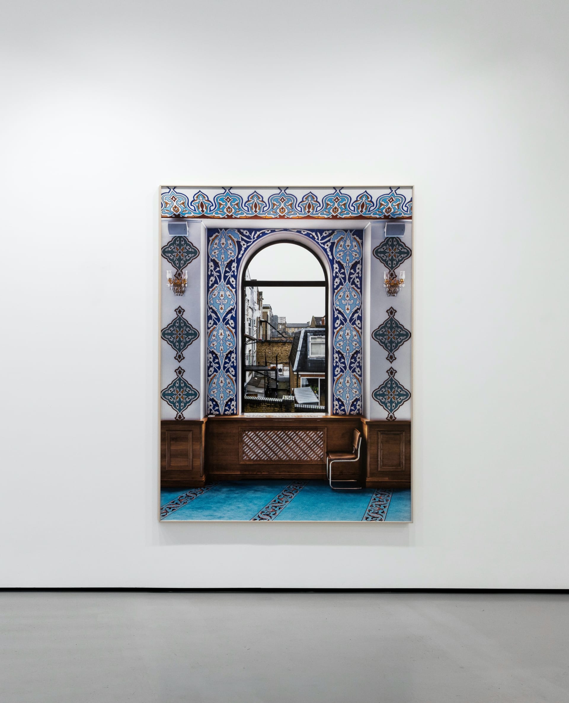 Installation views of Marwan Bassiouni's exhibition 'New British Views' at Workplace in London. 