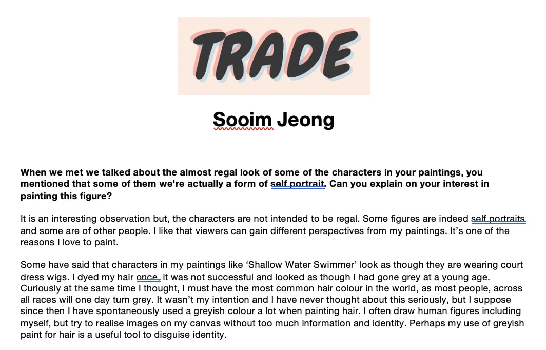 TRADE ‘Sooim Jeong’ 2018