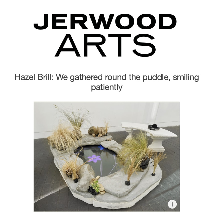 Jerwood Arts article cover about Hazel Brill with an image of an installation by her.