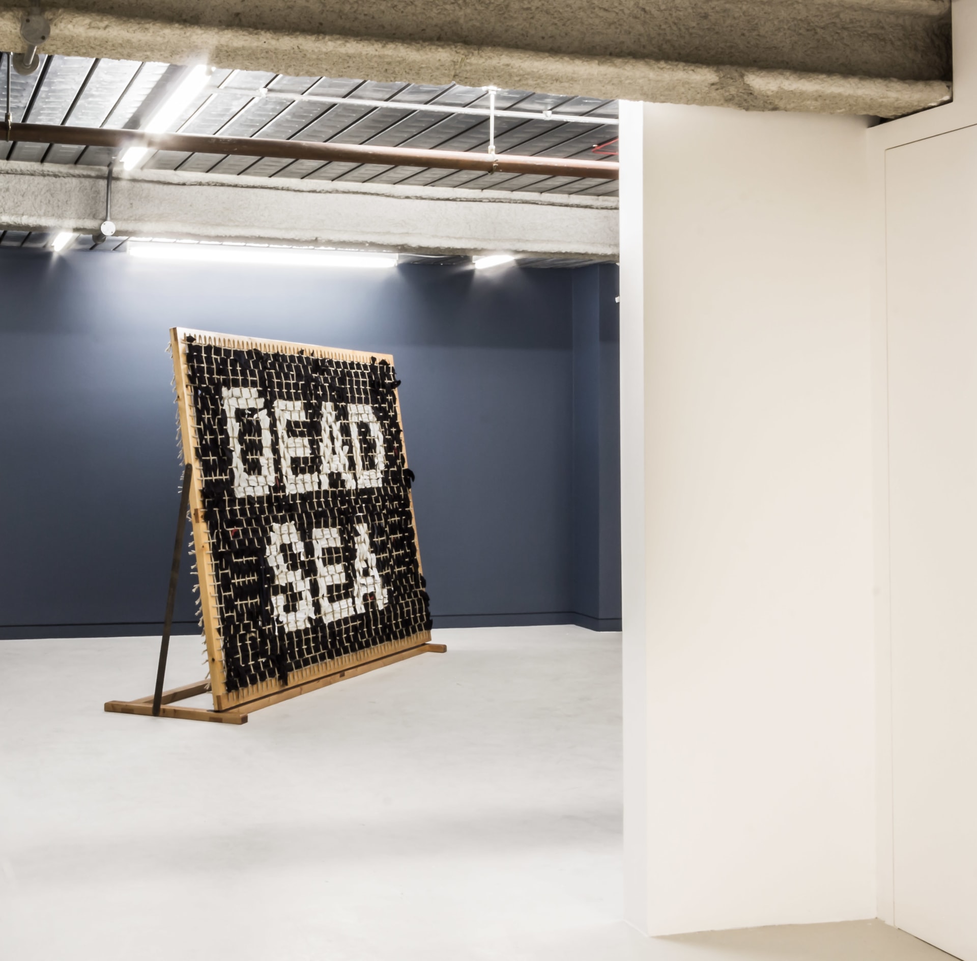 Installation photographs of Matt Stokes' exhibition "Dead Sea Deaf Sea" at Workplace in London in 2017