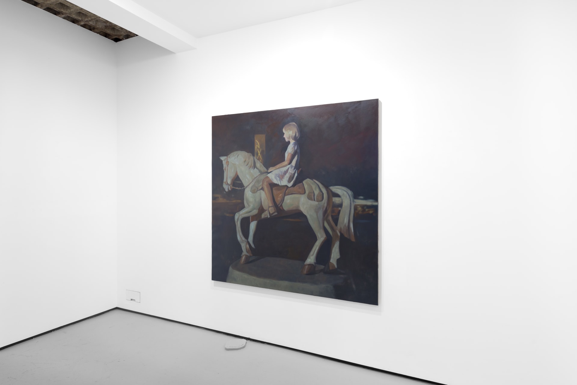 Instalation view of Wang Pei's paintings oin a white walled gallery space