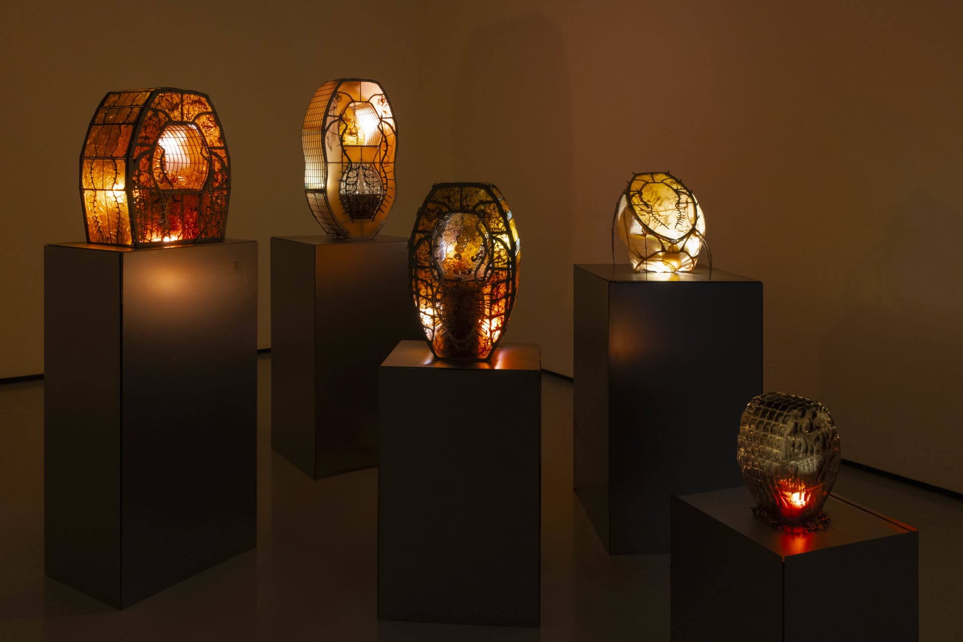 Installation photographs of Hazel Brill's exhibition 'Amber' at Workplace London