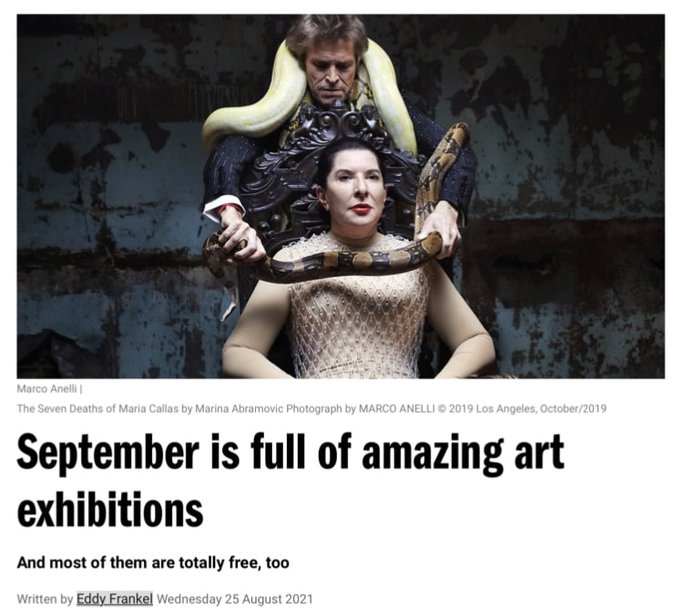 September is full of amazing art exhibitions’  Eddy Frankel, TimeOut 25 August, 2021