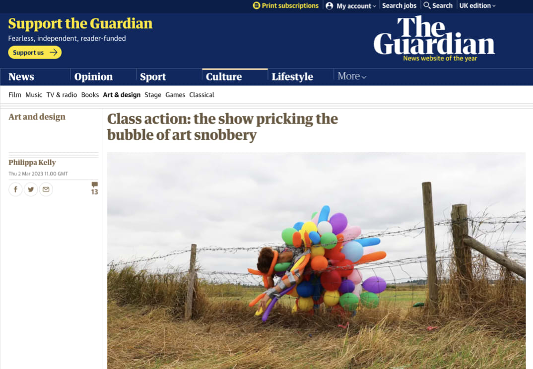 The Guardian ‘Class action: the show pricking the bubble of art snobbery’ 2 March 2023 Philippa Kelly