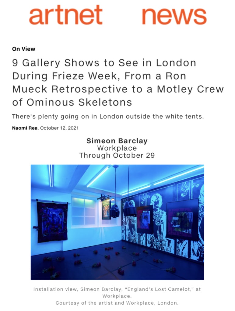Artnet news ‘9 Gallery Shows to See in London During Frieze Week, From a Ron Mueck Retrospective to a Motley Crew of Ominous Skeletons There's plenty going on in London outside the white tents.’ By Naomi Rea October 12, 2021