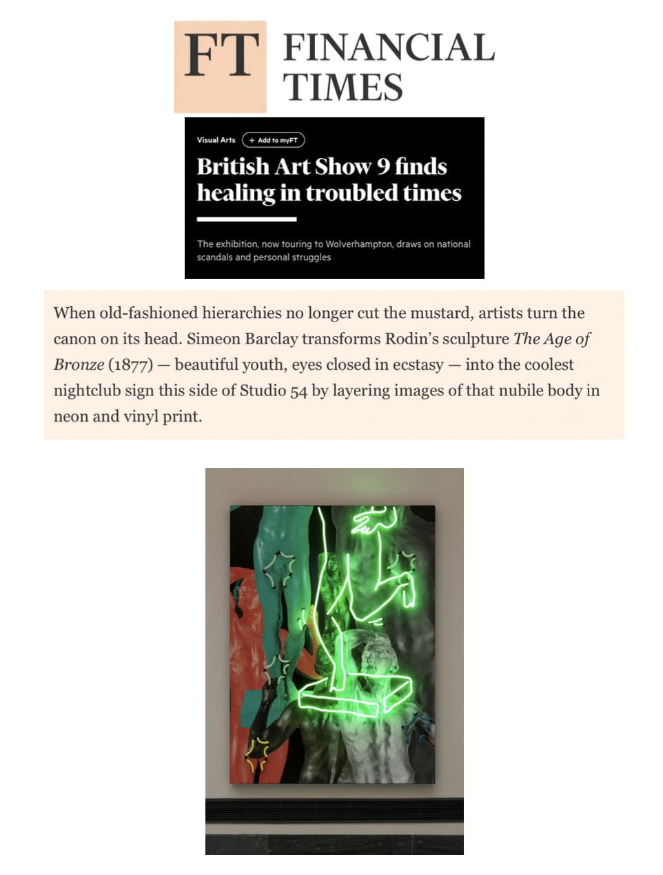 Financial Times ‘British Art Show 9 finds healing in troubled times’ By Rachel Spence February 2022