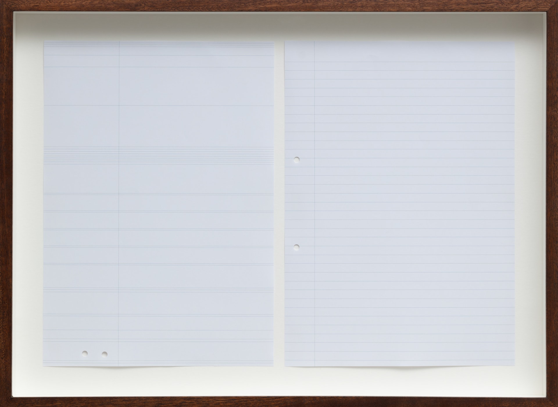 Dean Hughes, Two pieces of ruled A4 paper, 2010