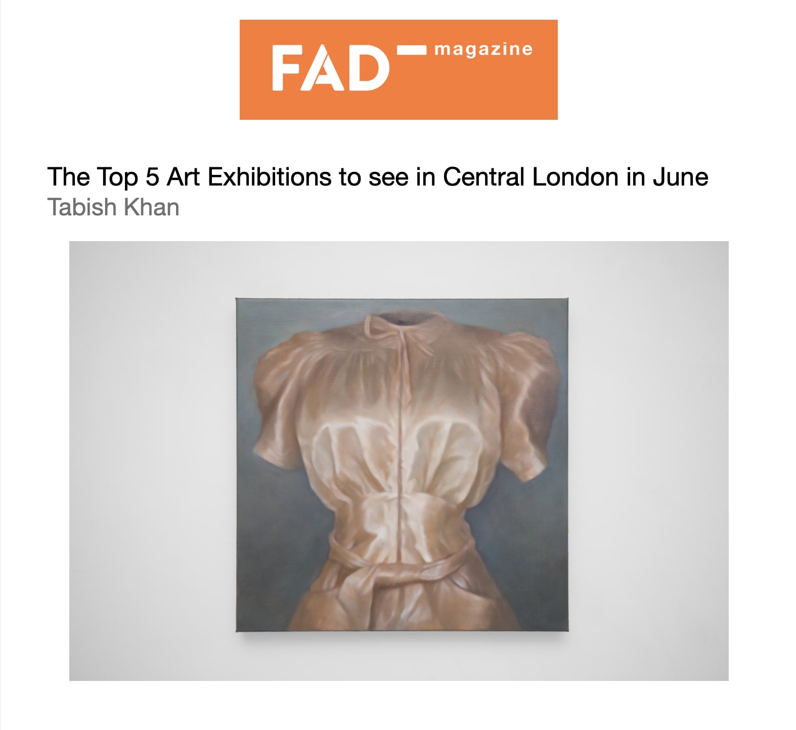 A press clipping of Wang Pei: Sertraline in FAD Magazine