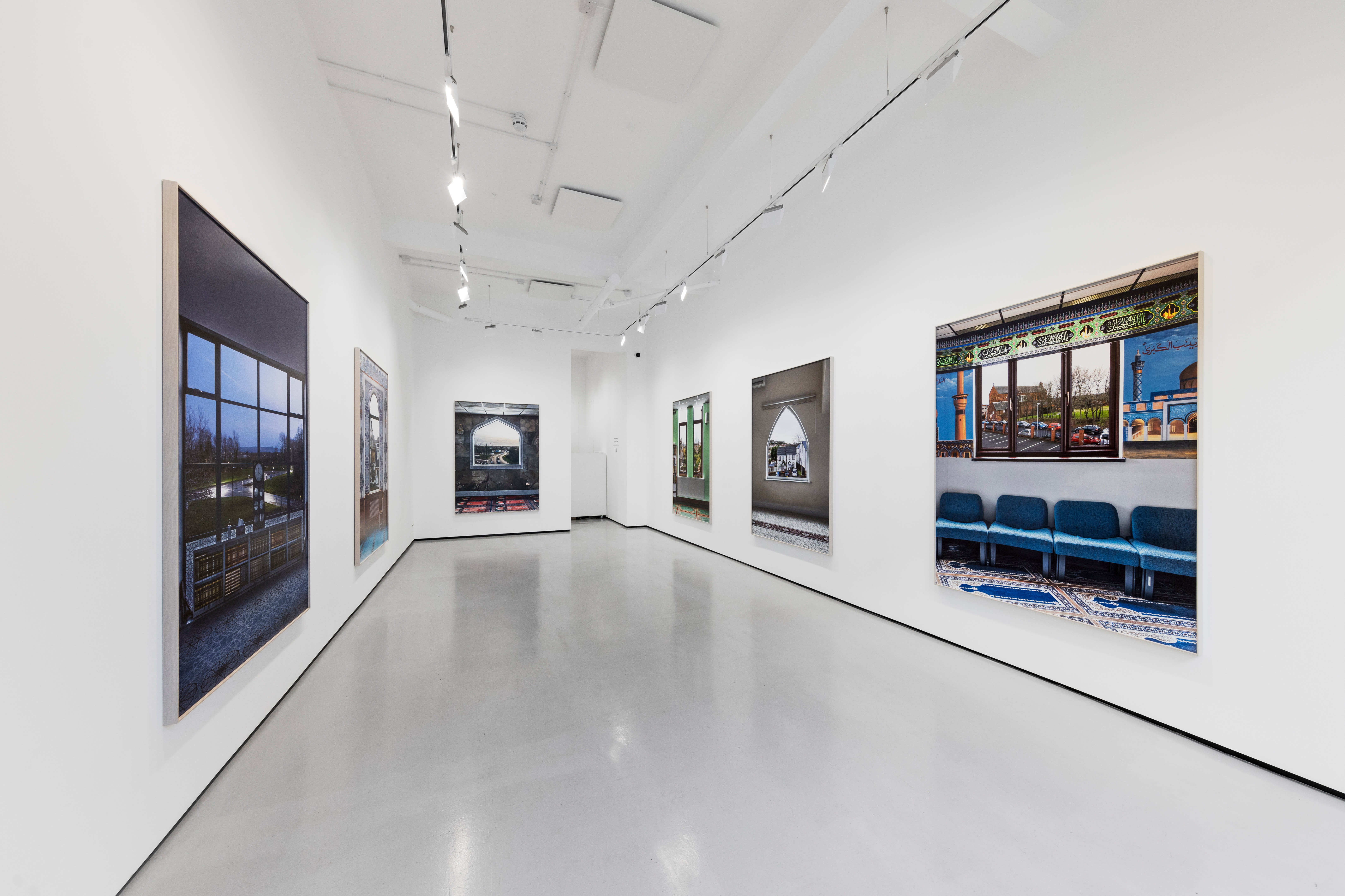Installation views of Marwan Bassiouni's exhibition 'New British Views' at Workplace in London. 