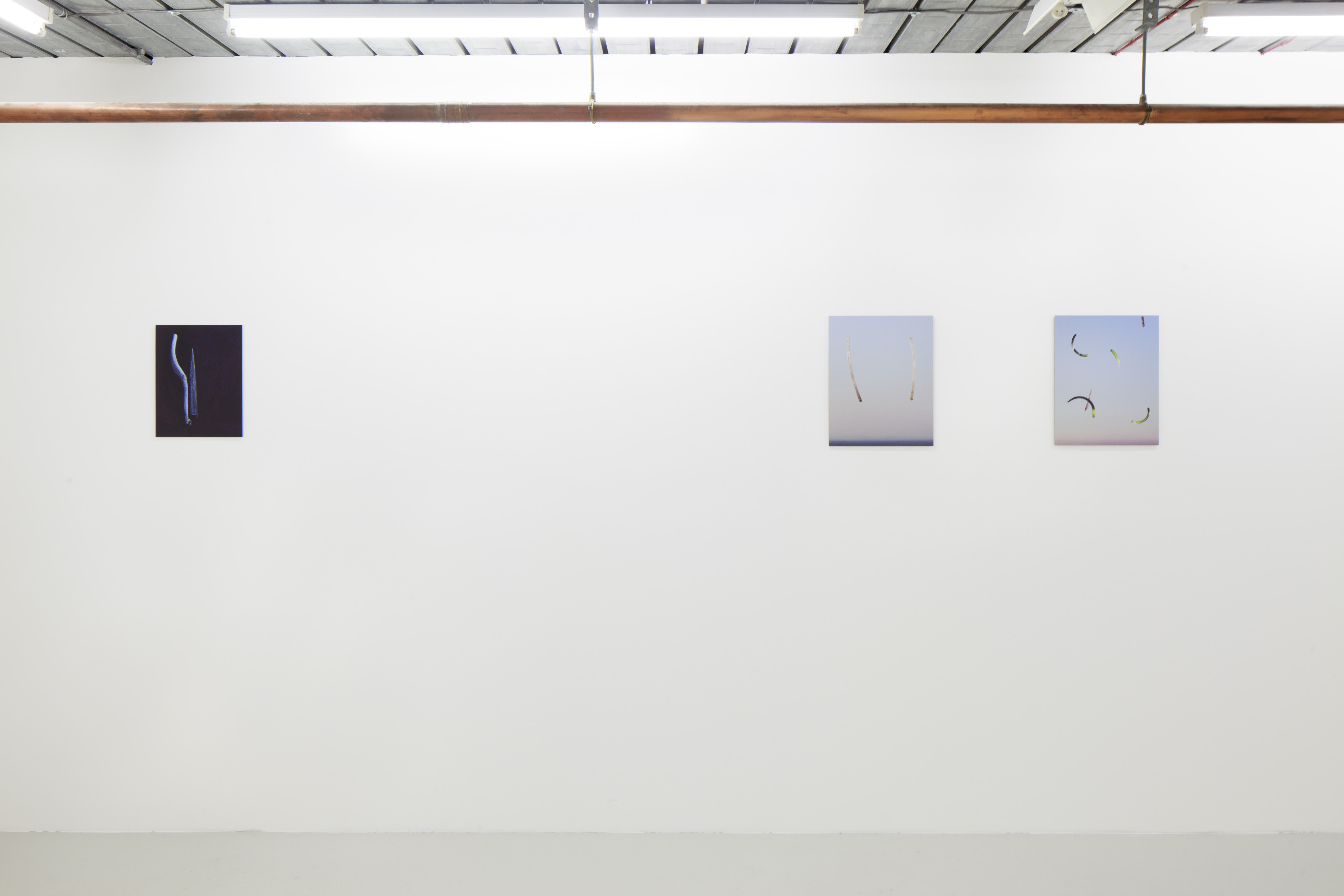 images of Joe Clarke's work in his exhibition 'Every song the same' at Workplace in London