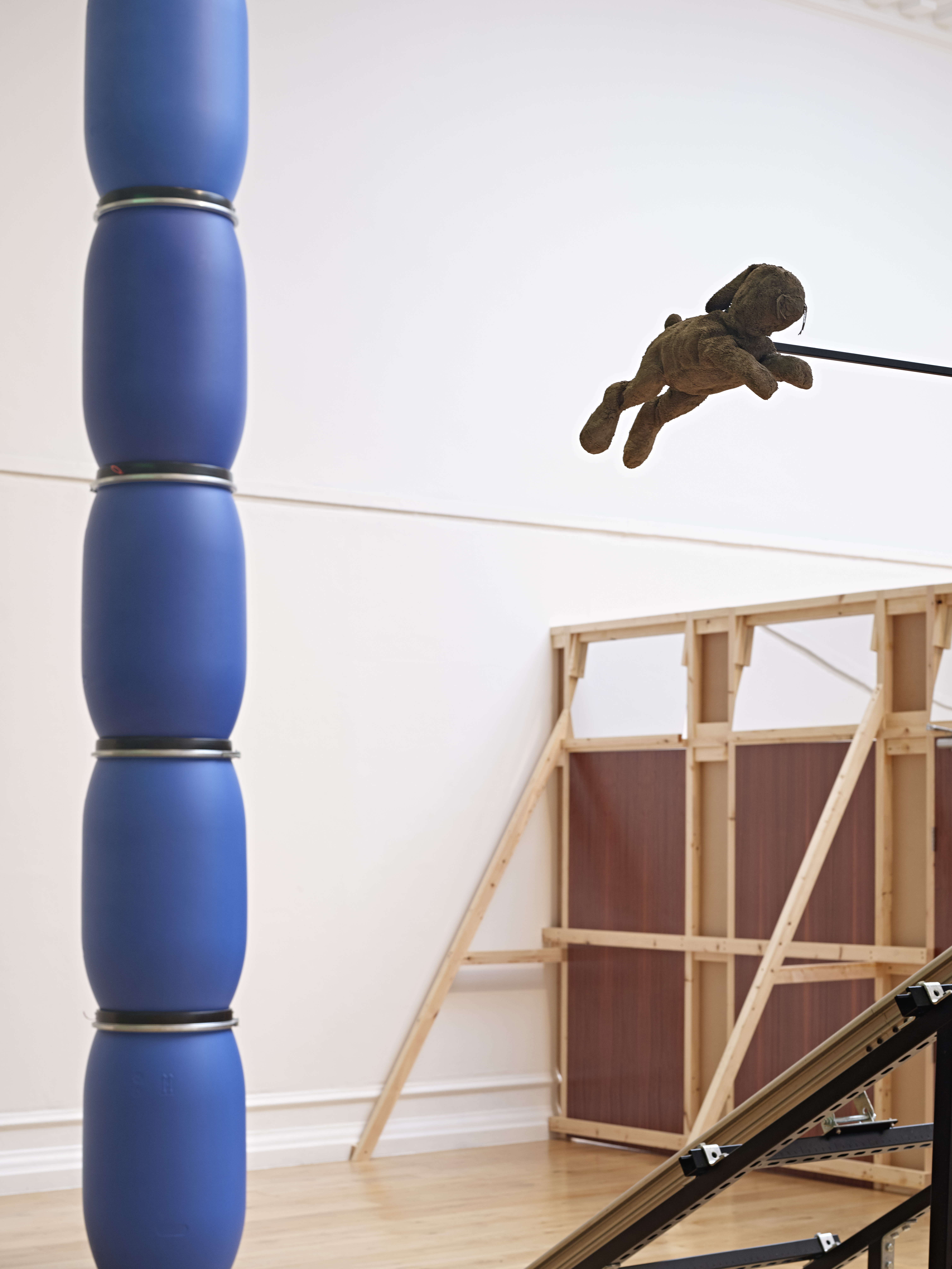 Installation views of Simeon Barclay's solo exhibition 'In the Name of the Father' at South London Gallery in September 2022