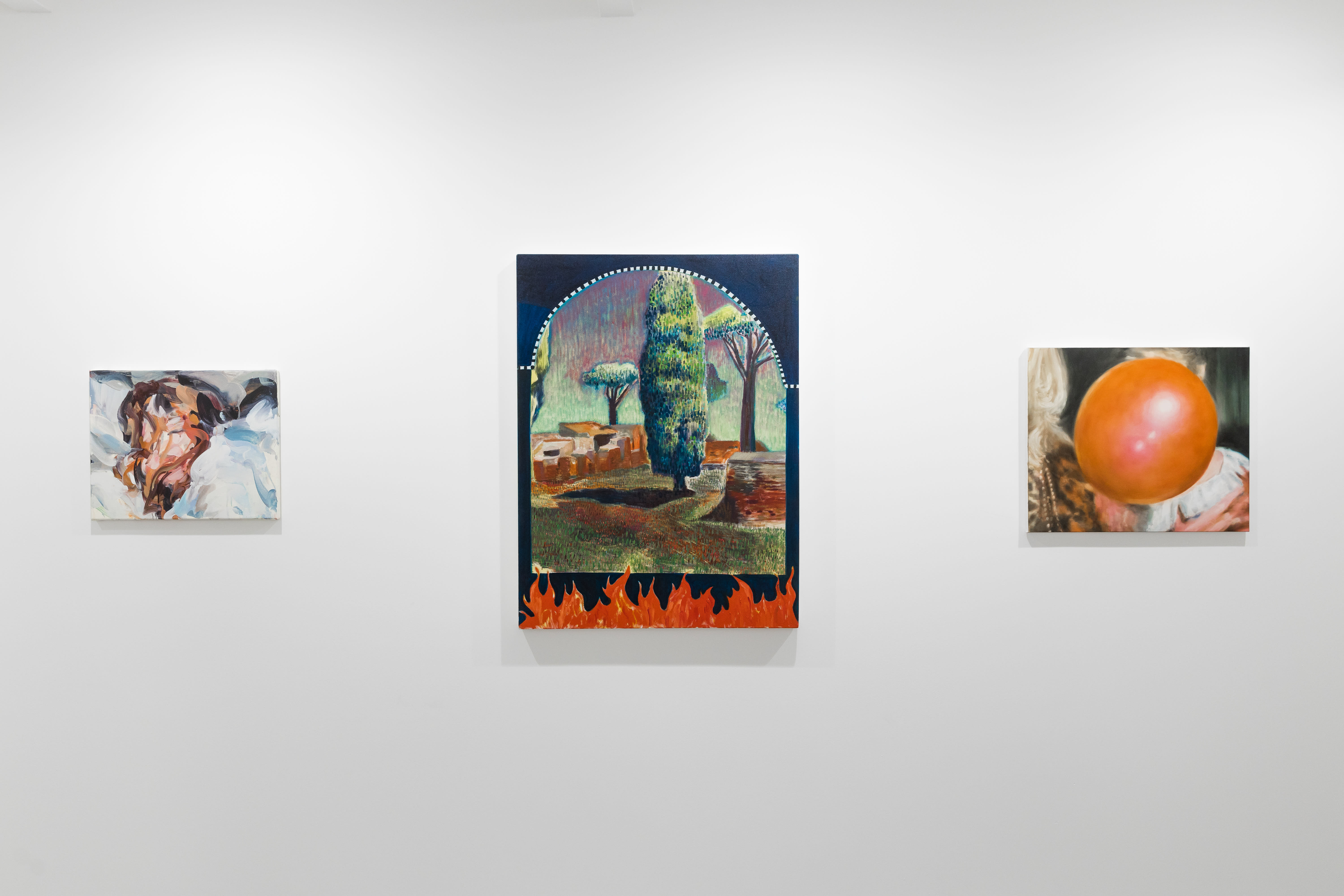 Installation views of 'Kaleidoscope' the inaugural group exhibition at Workplace in 50 Mortimer Street, Fitzrovia, London.