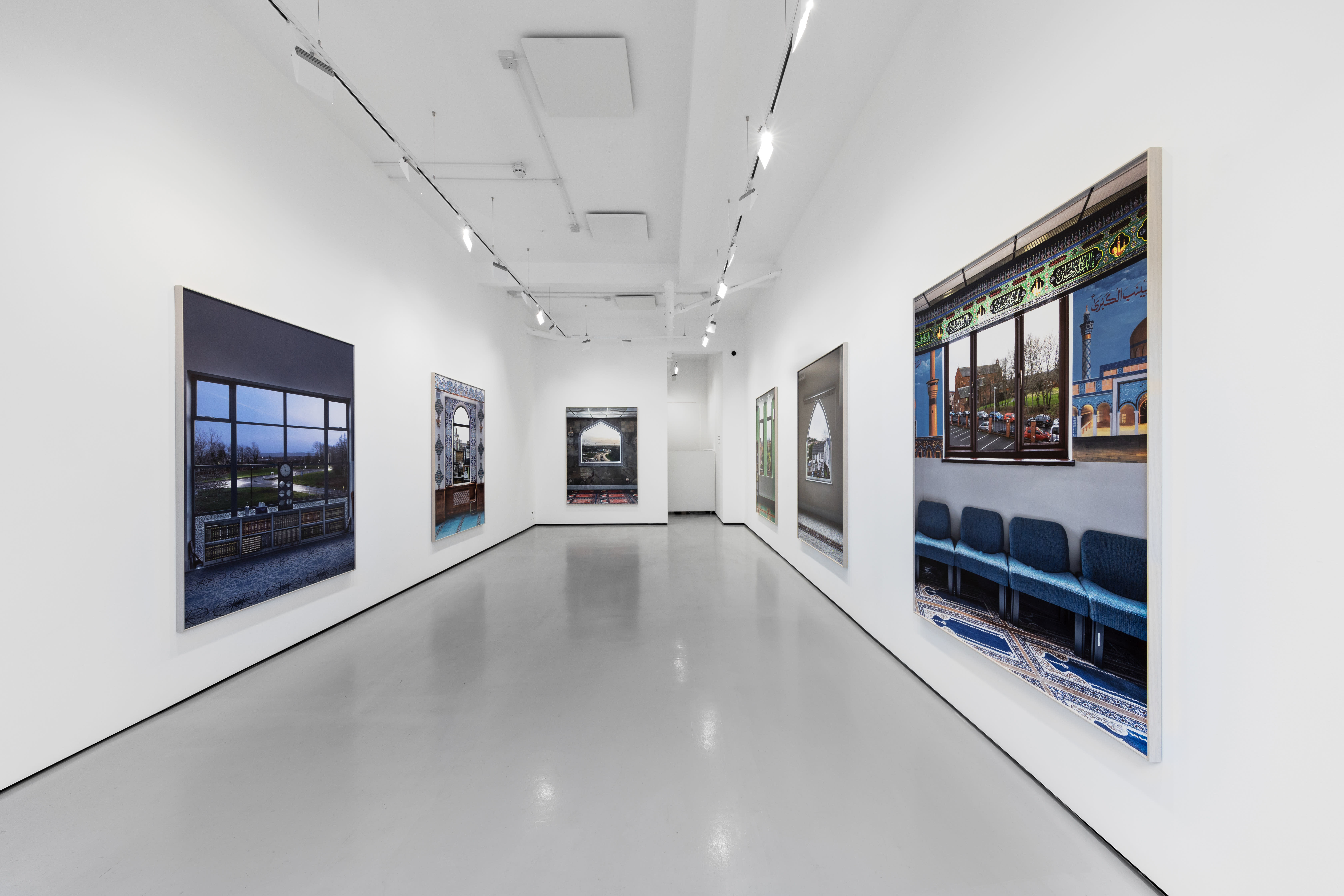 Installation views of Marwan Bassiouni's exhibition 'New British Views' at Workplace in London. 