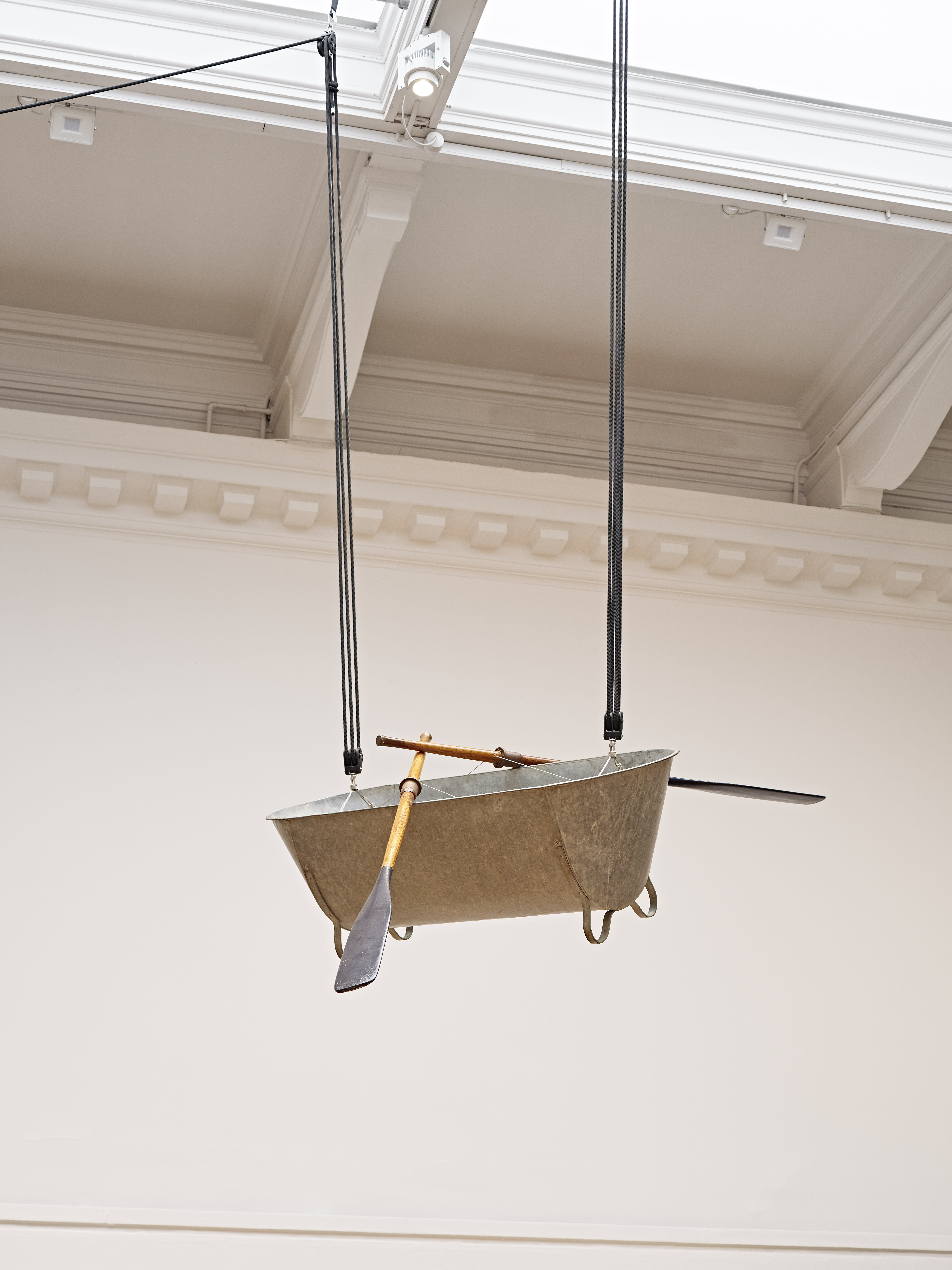 Installation views of Simeon Barclay's solo exhibition 'In the Name of the Father' at South London Gallery in September 2022