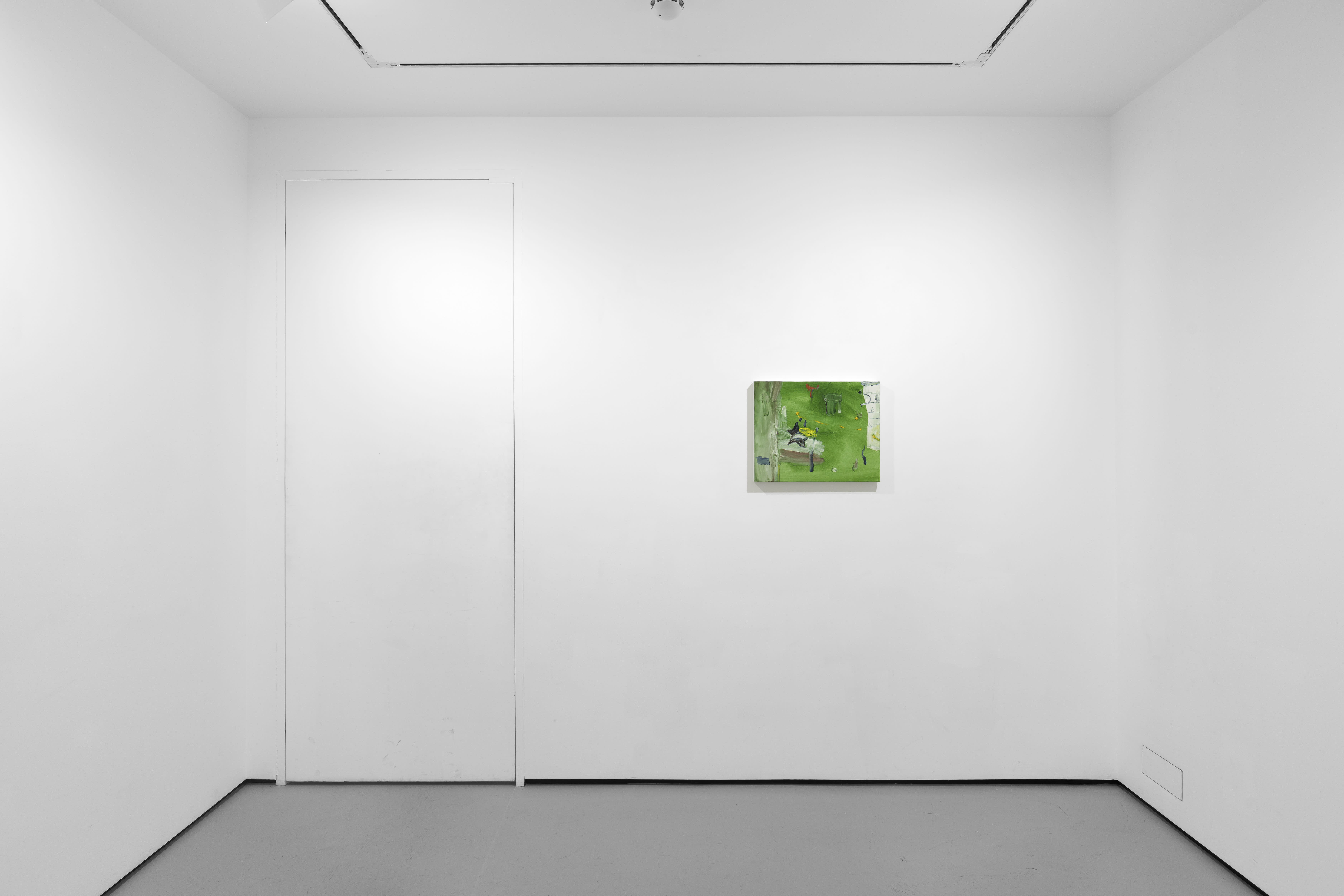A white walled gallery with 4 artworks by b chehayeb hung on the walls