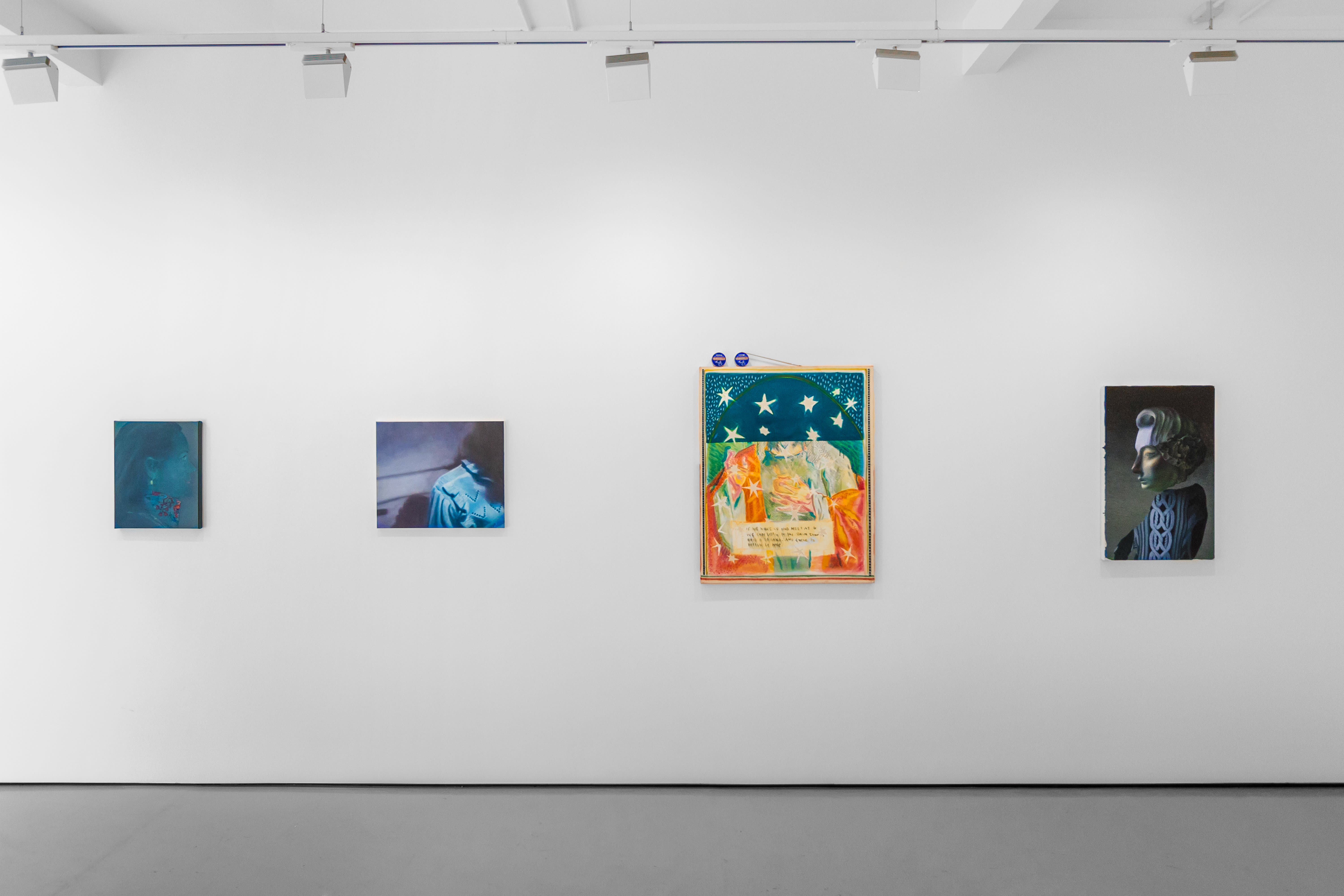 Installation views of 'Kaleidoscope' the inaugural group exhibition at Workplace in 50 Mortimer Street, Fitzrovia, London.