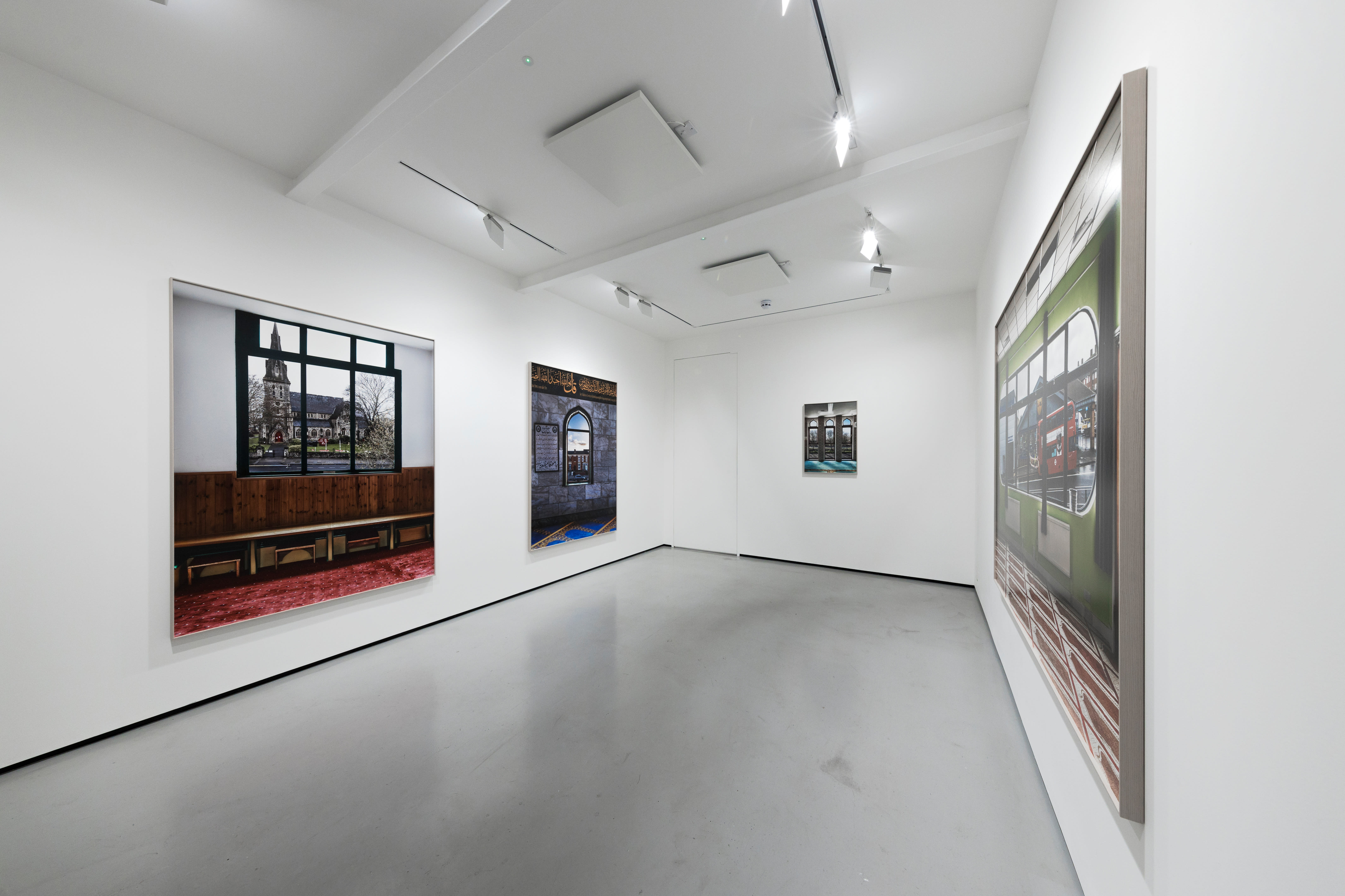 Installation views of Marwan Bassiouni's exhibition 'New British Views' at Workplace in London. 
