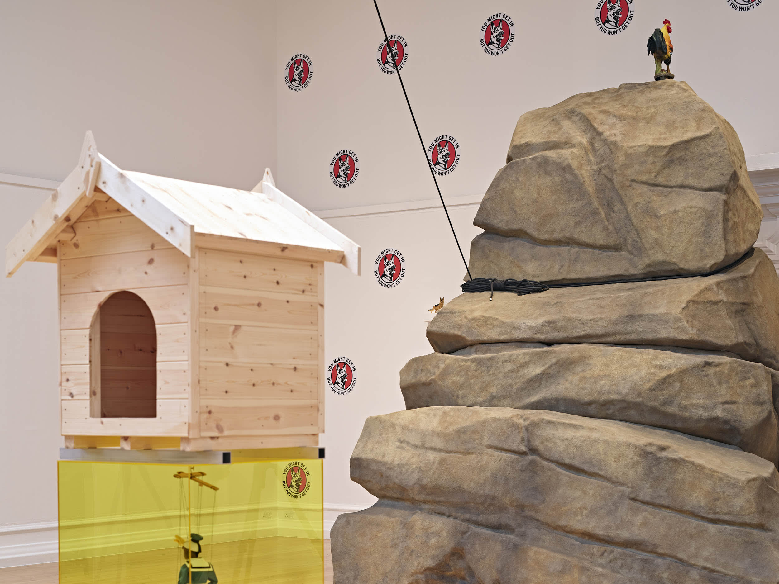 Installation views of Simeon Barclay's solo exhibition 'In the Name of the Father' at South London Gallery in September 2022