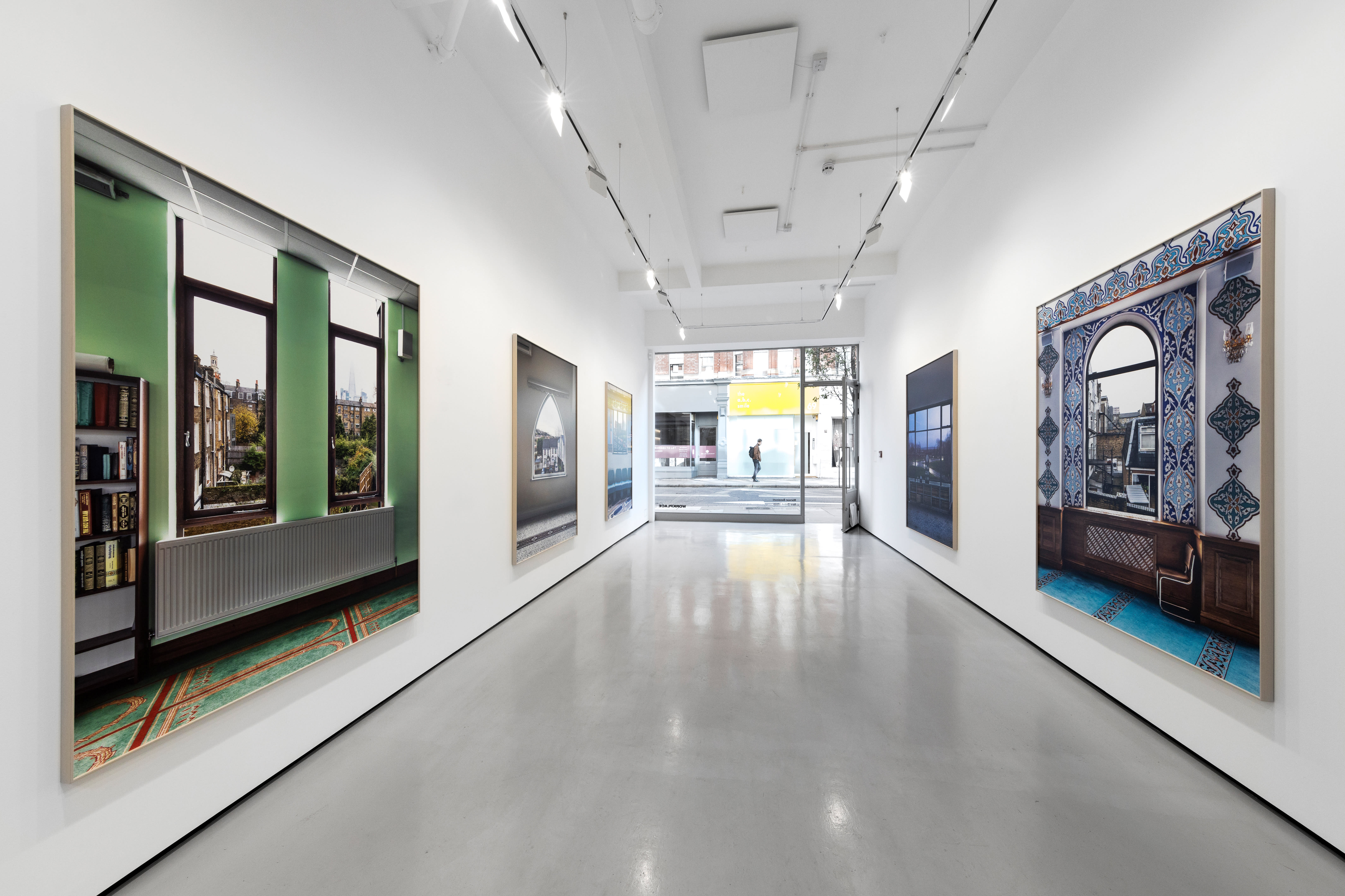 Installation views of Marwan Bassiouni's exhibition 'New British Views' at Workplace in London. 