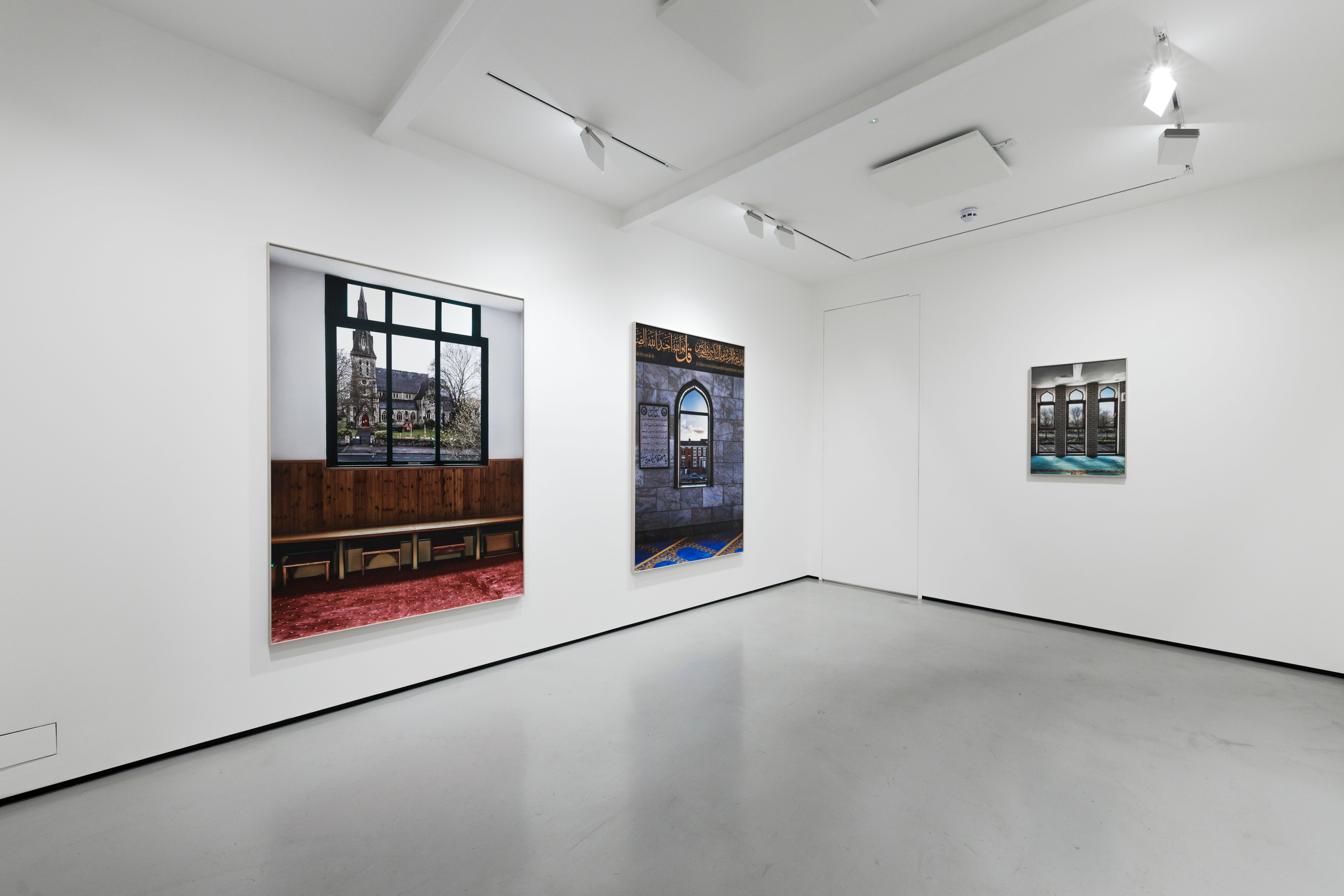 Installation views of Marwan Bassiouni's exhibition 'New British Views' at Workplace in London. 