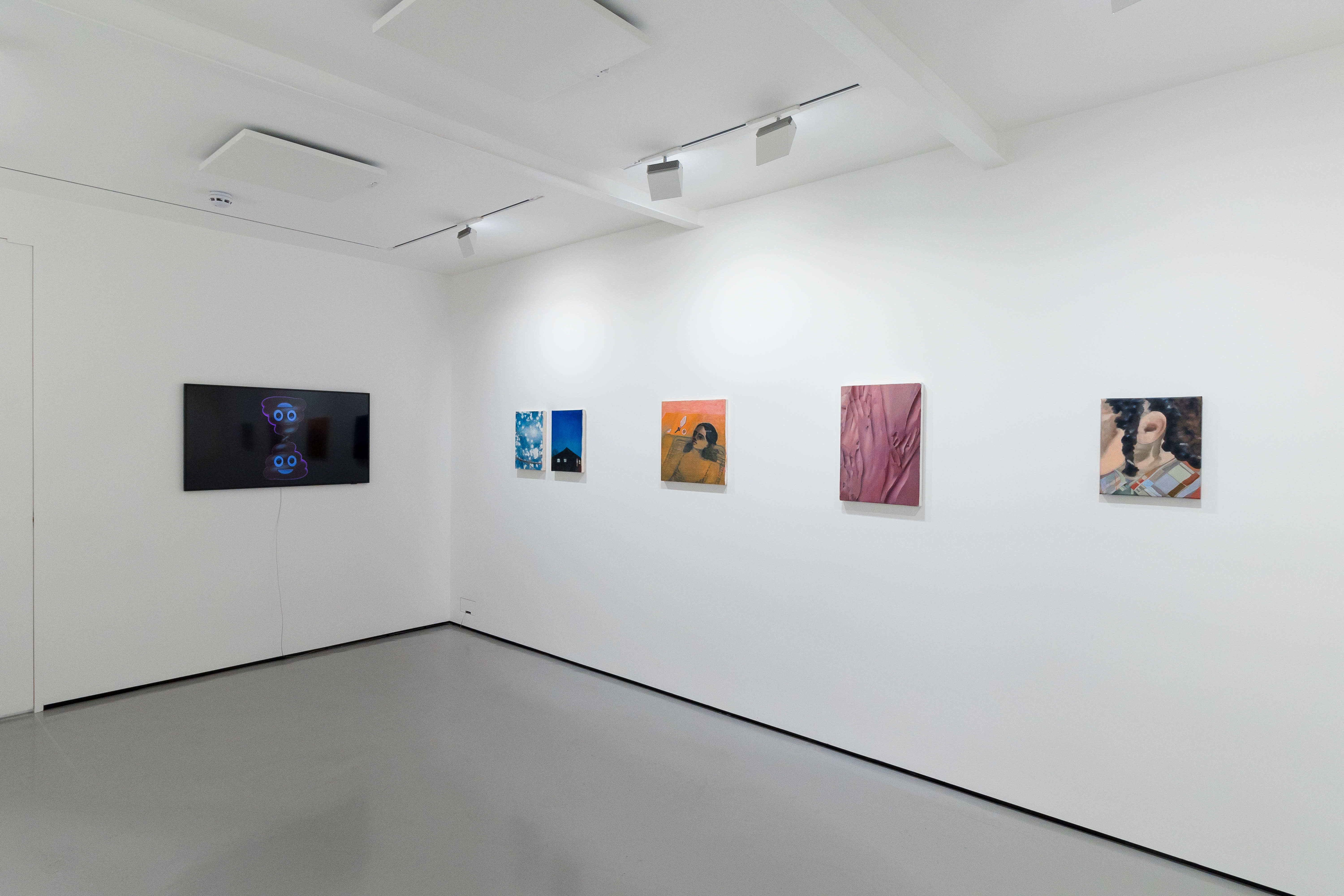 Installation views of 'Kaleidoscope' the inaugural group exhibition at Workplace in 50 Mortimer Street, Fitzrovia, London.