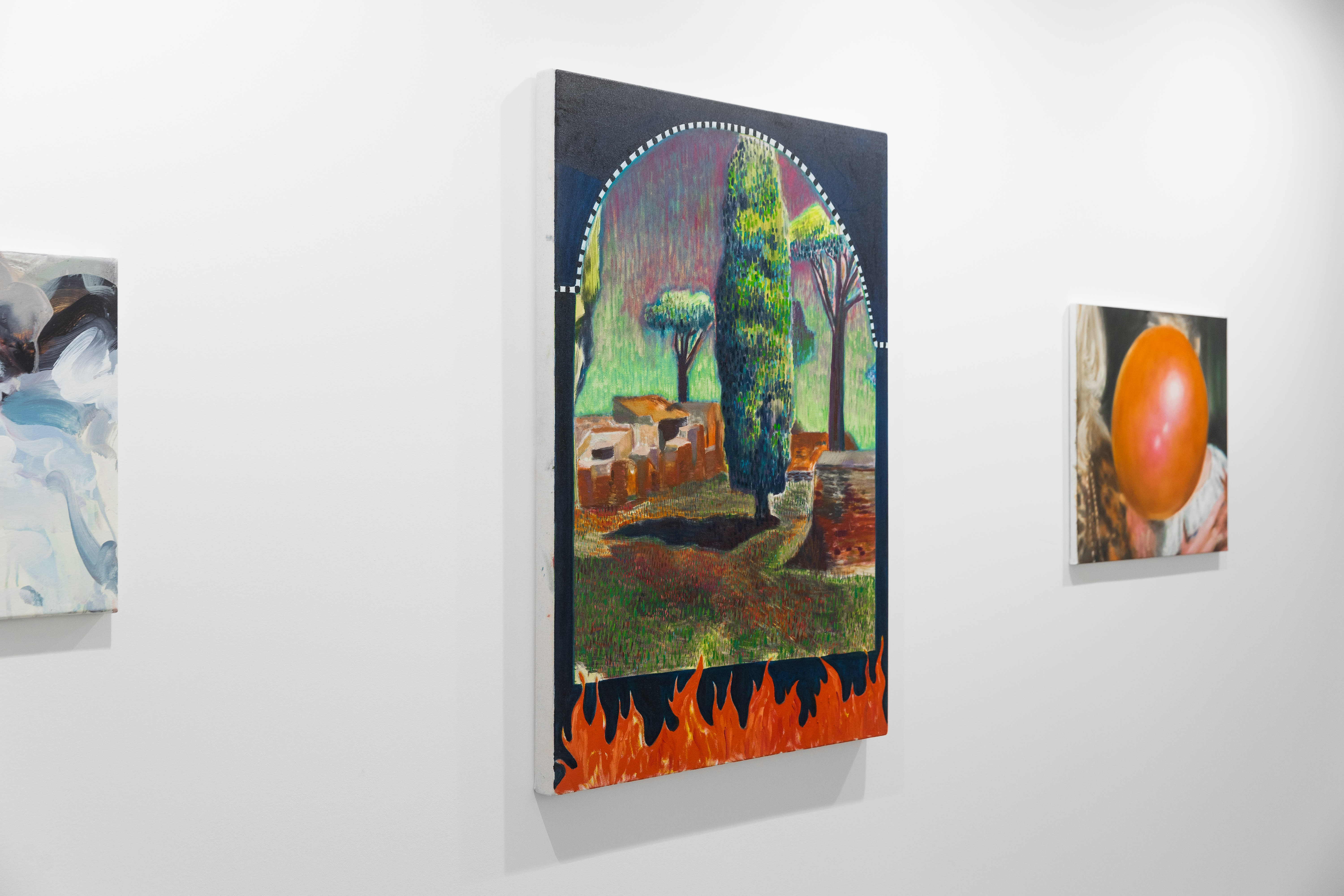 Installation views of 'Kaleidoscope' the inaugural group exhibition at Workplace in 50 Mortimer Street, Fitzrovia, London.