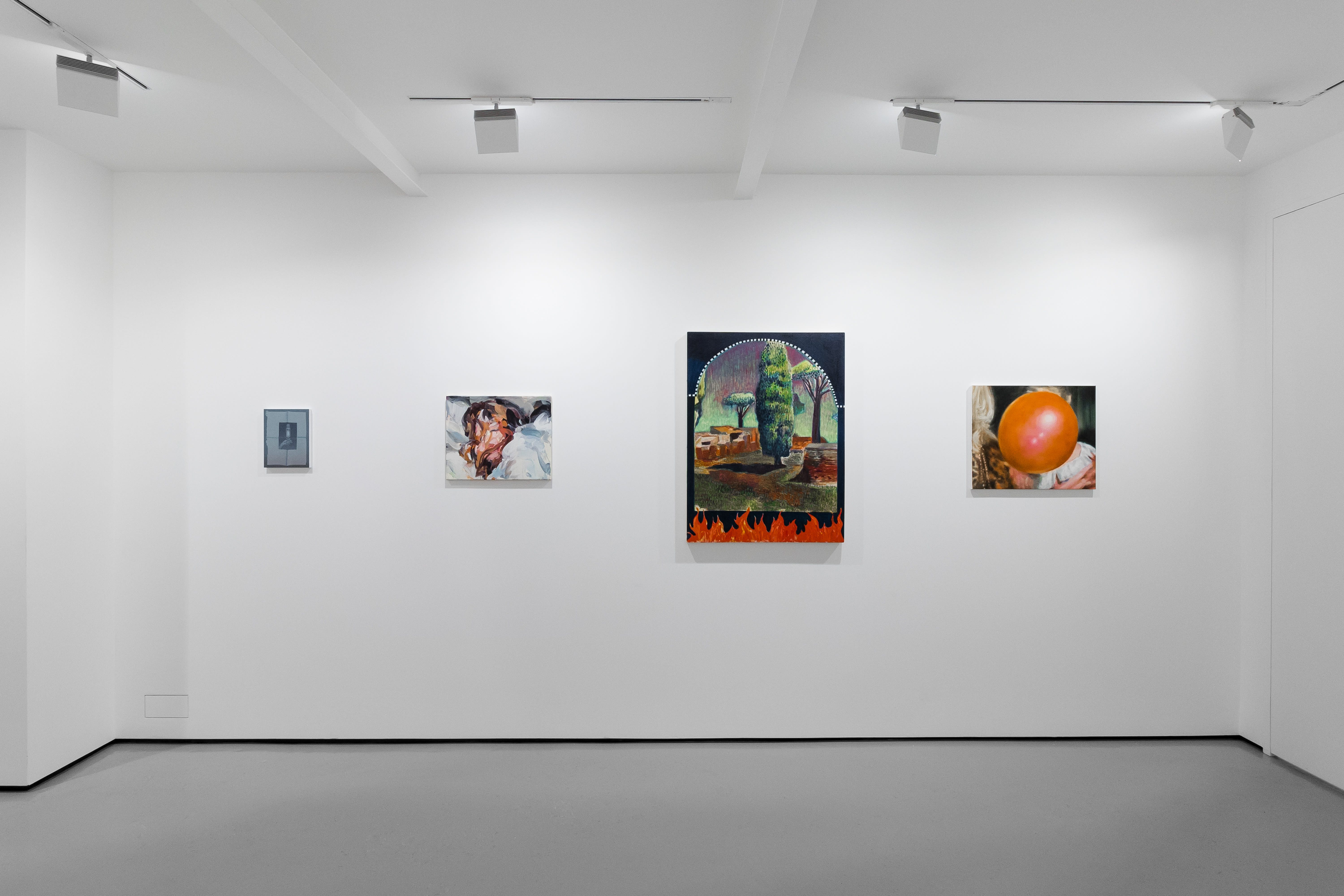Installation views of 'Kaleidoscope' the inaugural group exhibition at Workplace in 50 Mortimer Street, Fitzrovia, London.