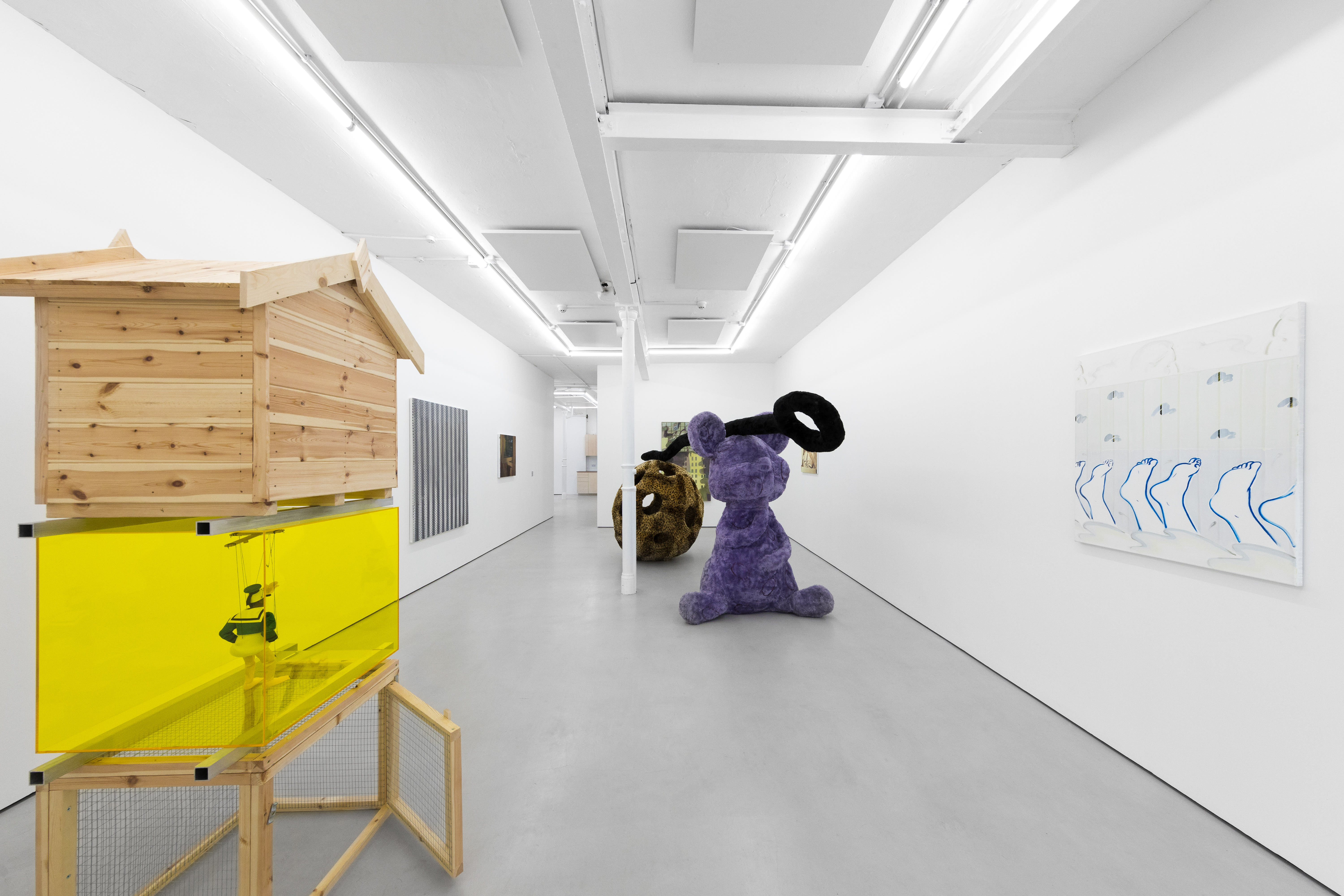 Installation shots of 'Decoy' - a group exhibition of painting and sculpture at Workplace | Newcastle - including artwork by Cristian Avram, Eric Bainbridge, Simeon Barclay, Rachel Lancaster, Sooim Jeong and Miko Veldkamp